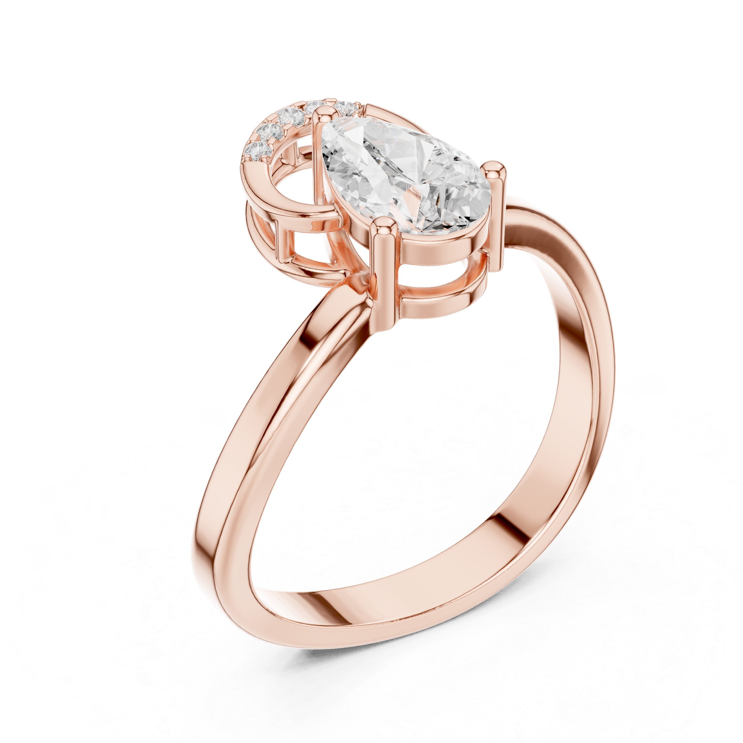 Pear Cut Bypass Solitaire Ring