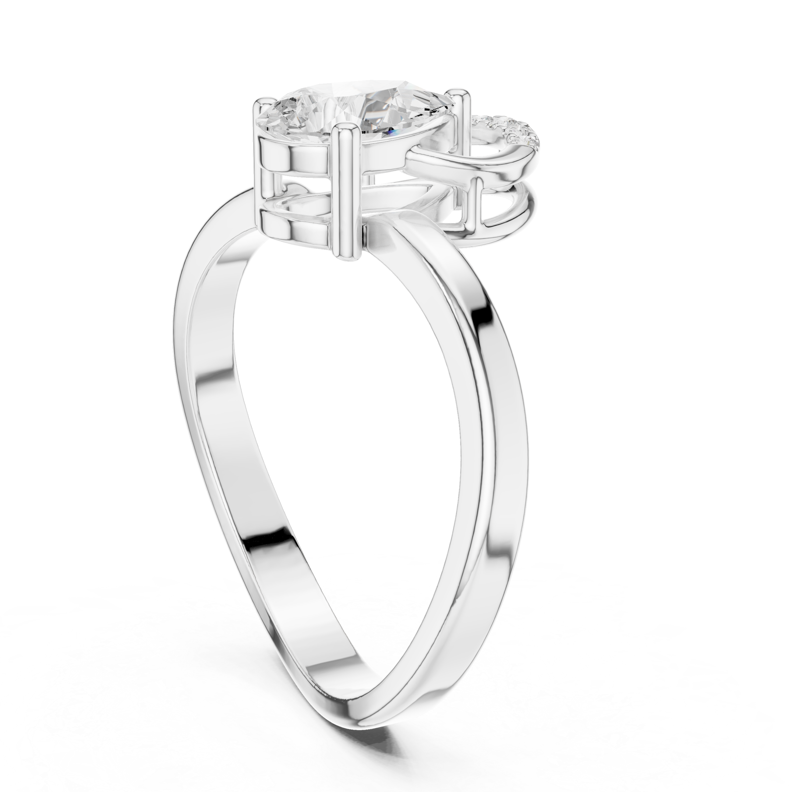 Pear Cut Bypass Solitaire Ring