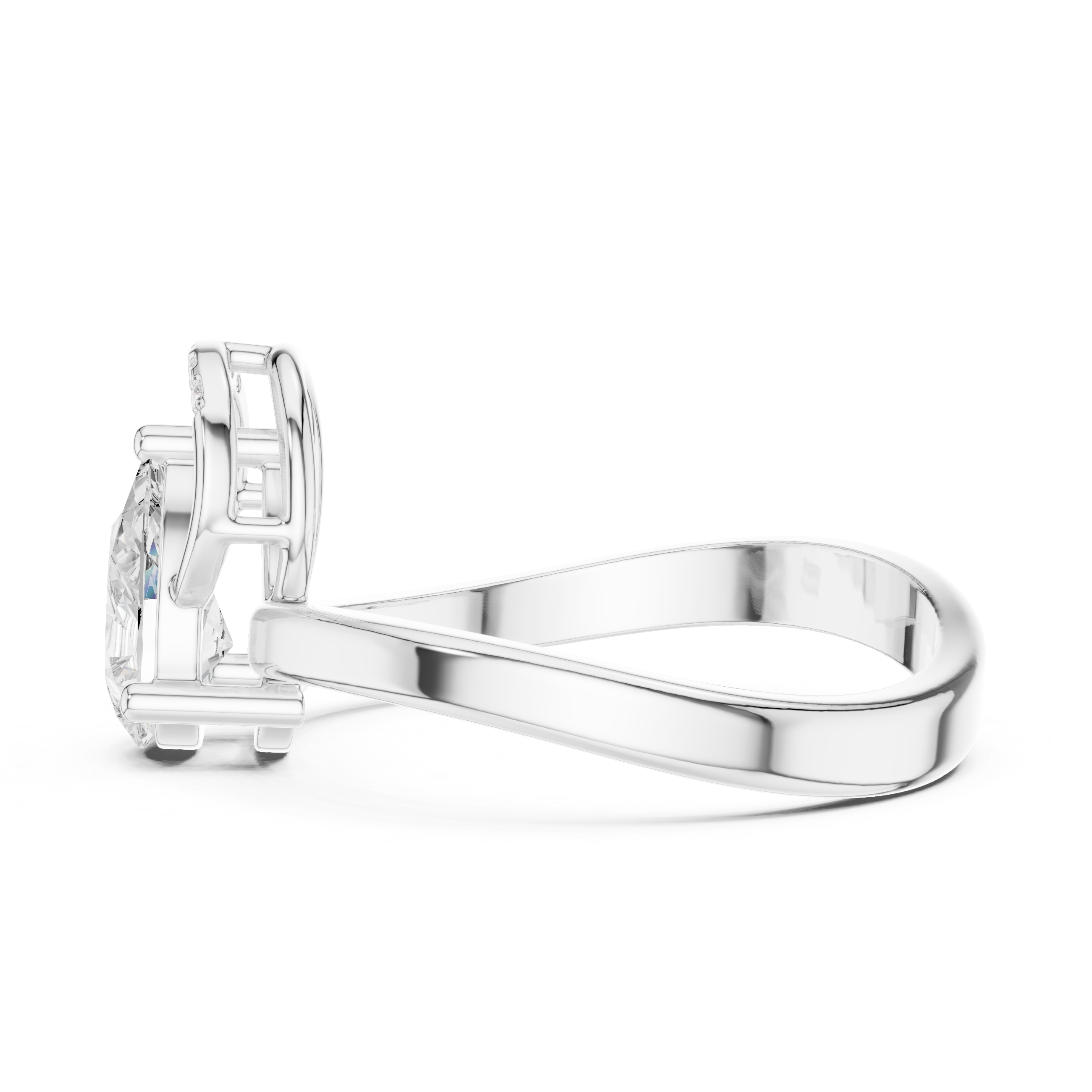 Pear Cut Bypass Solitaire Ring