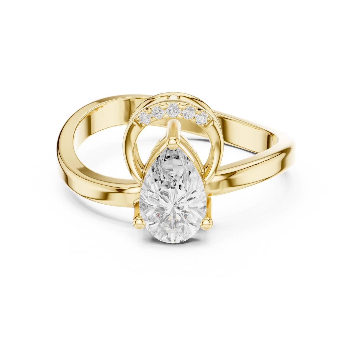 Pear Cut Bypass Solitaire Ring