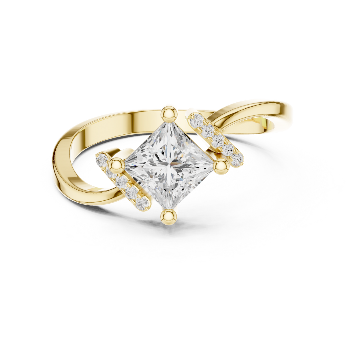 Kite-Set Princess Bypass Accent Ring