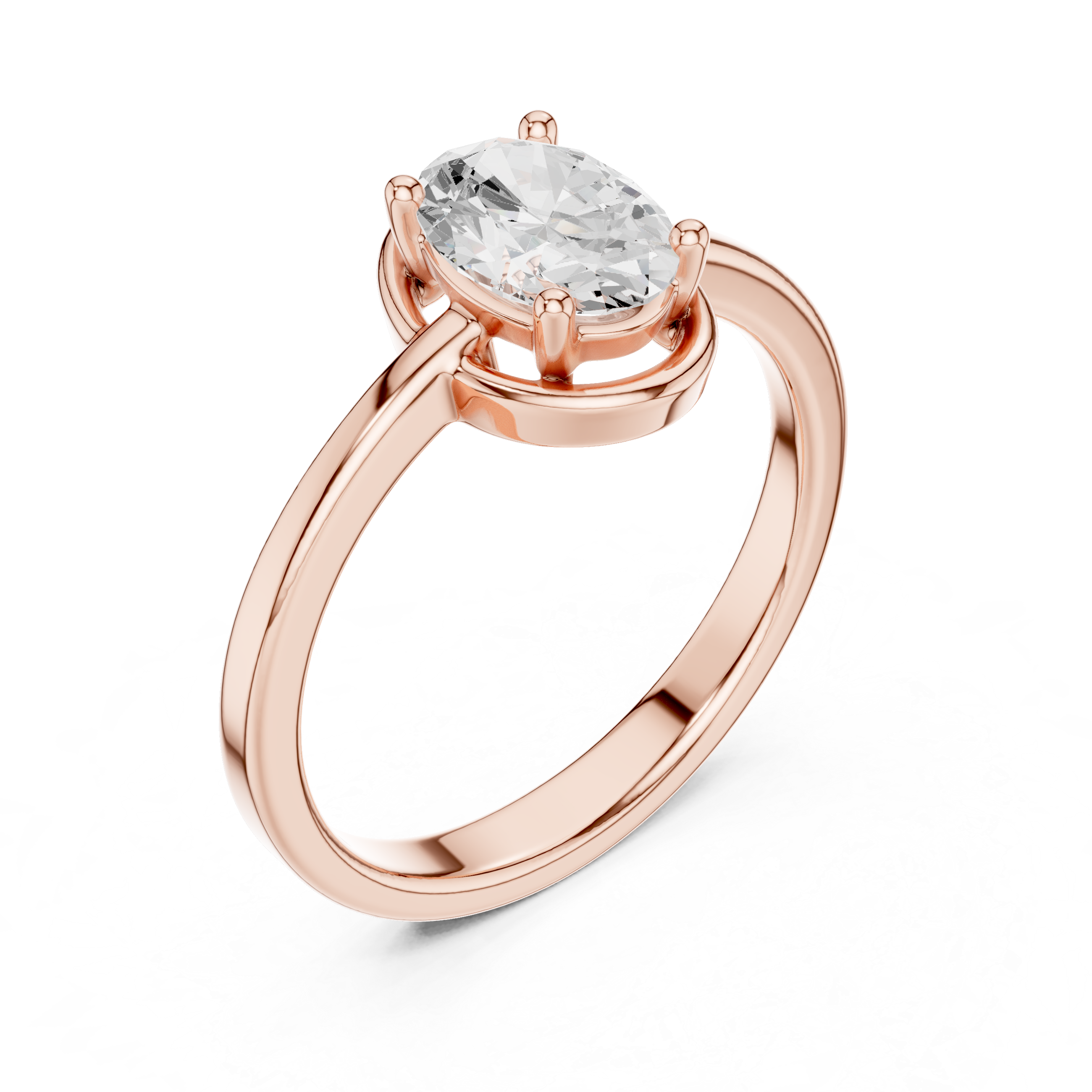 Oval Diamond Tapered Shank Solitaire Ring