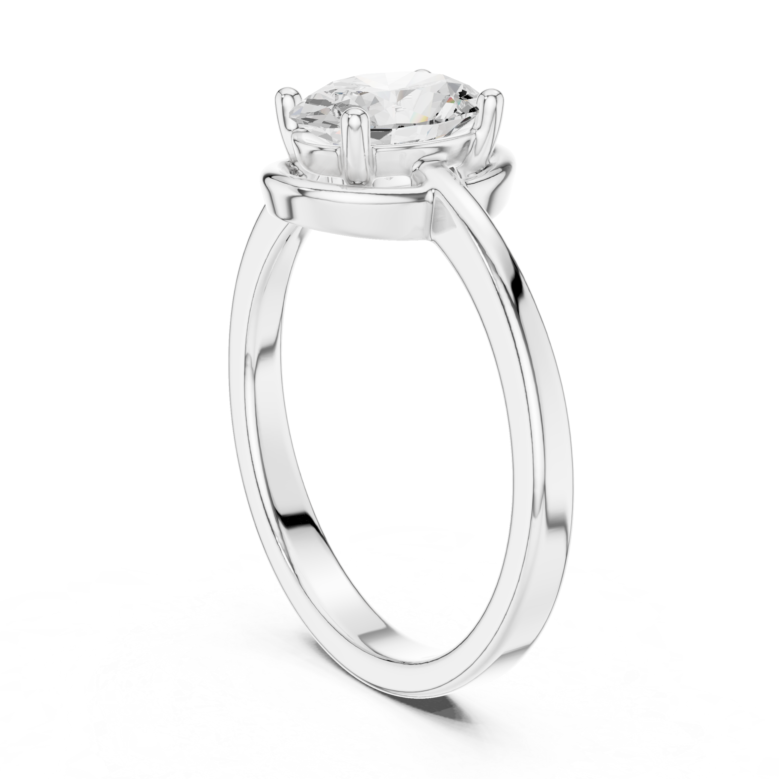 Oval Diamond Tapered Shank Solitaire Ring