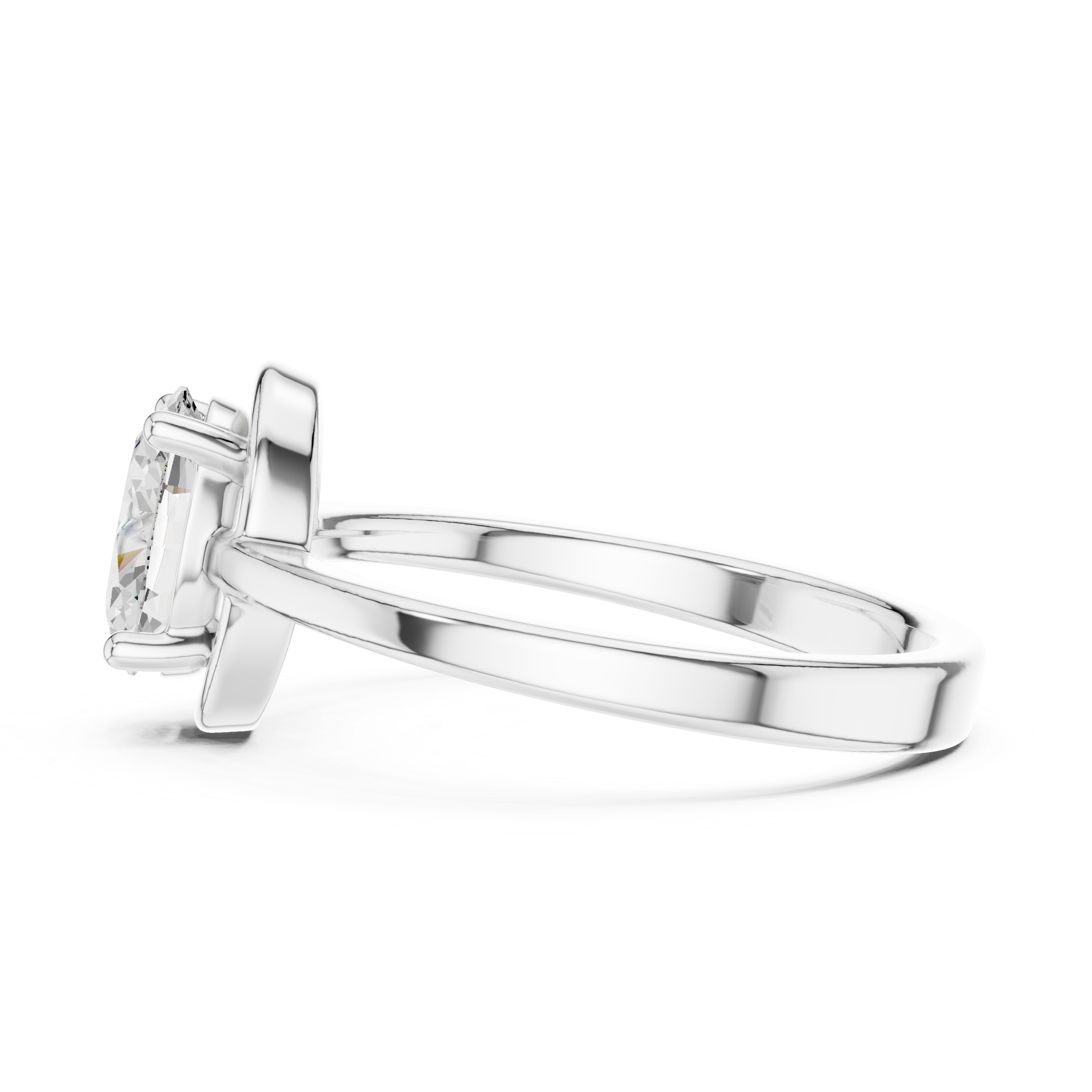 Oval Diamond Tapered Shank Solitaire Ring