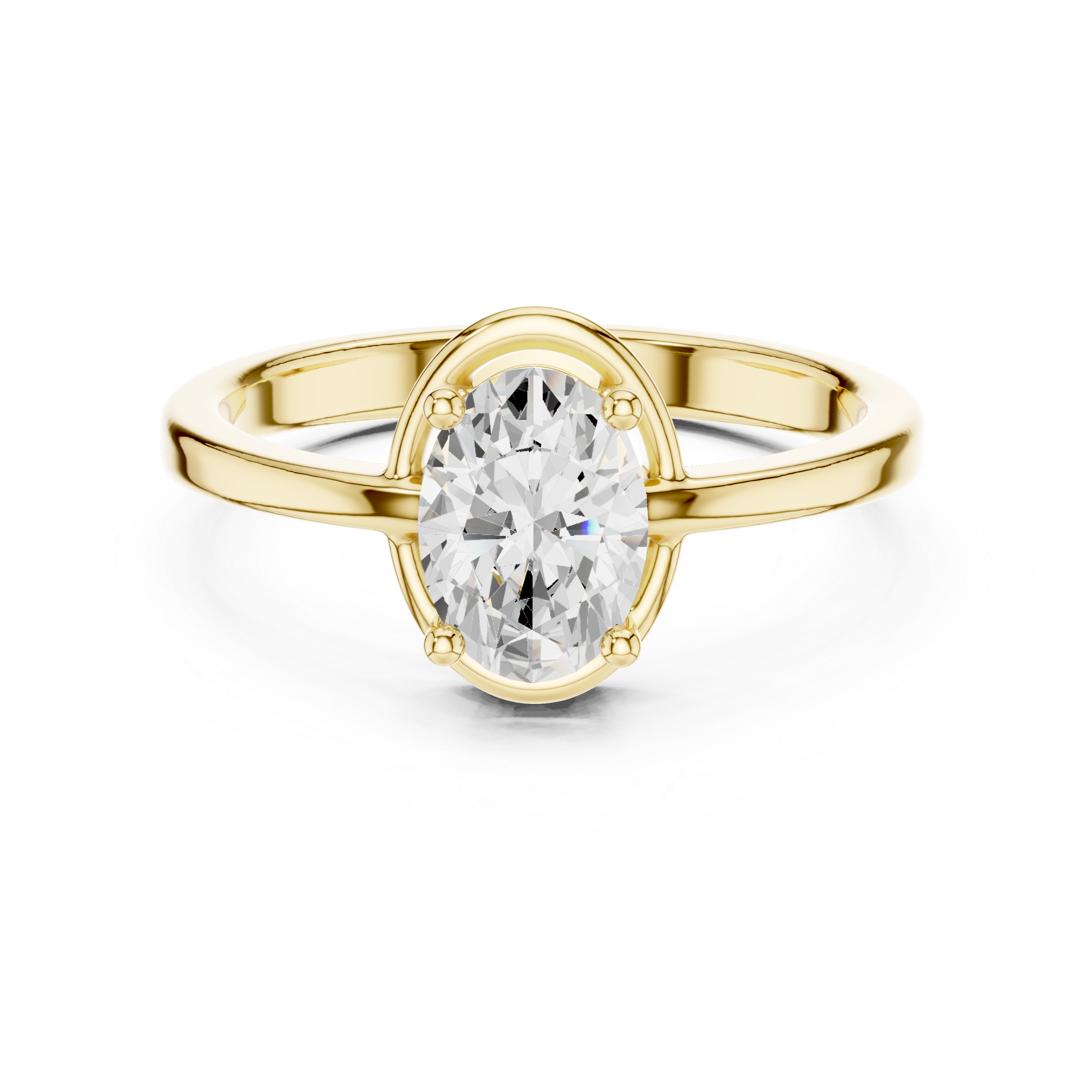 Oval Diamond Tapered Shank Solitaire Ring