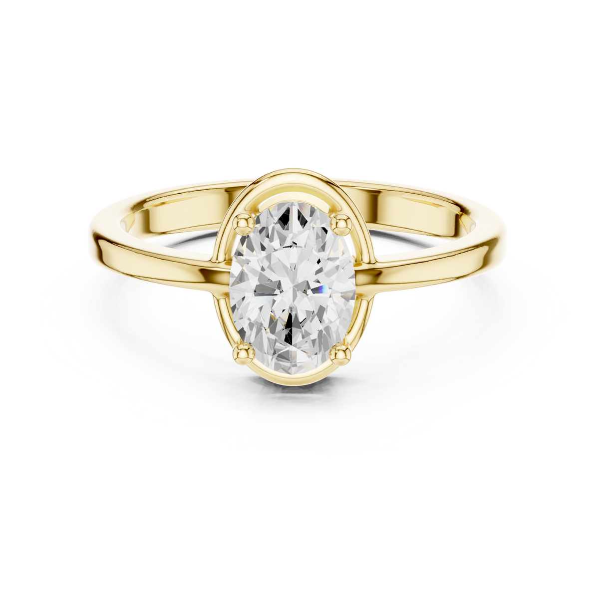 Oval Diamond Tapered Shank Solitaire Ring