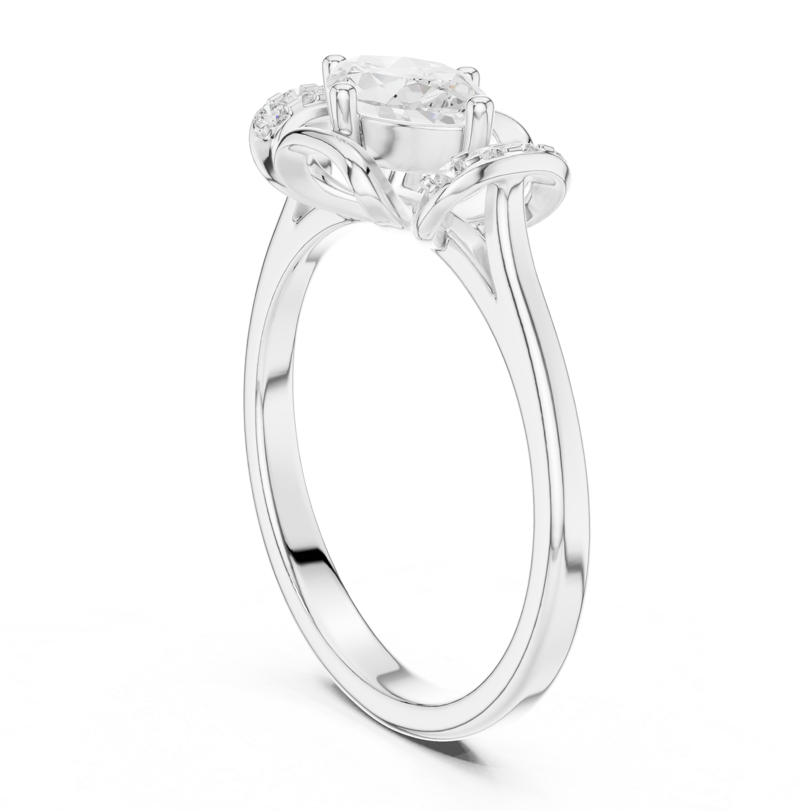 East-West Marquise Cathedral Shank Ring