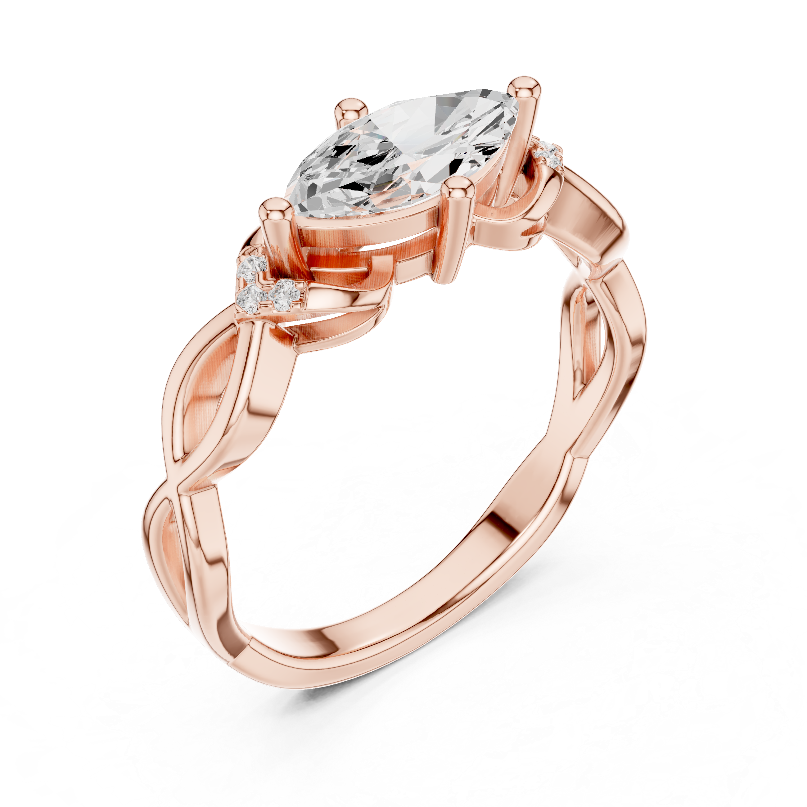 Marquise East-West Twisted Shank Ring