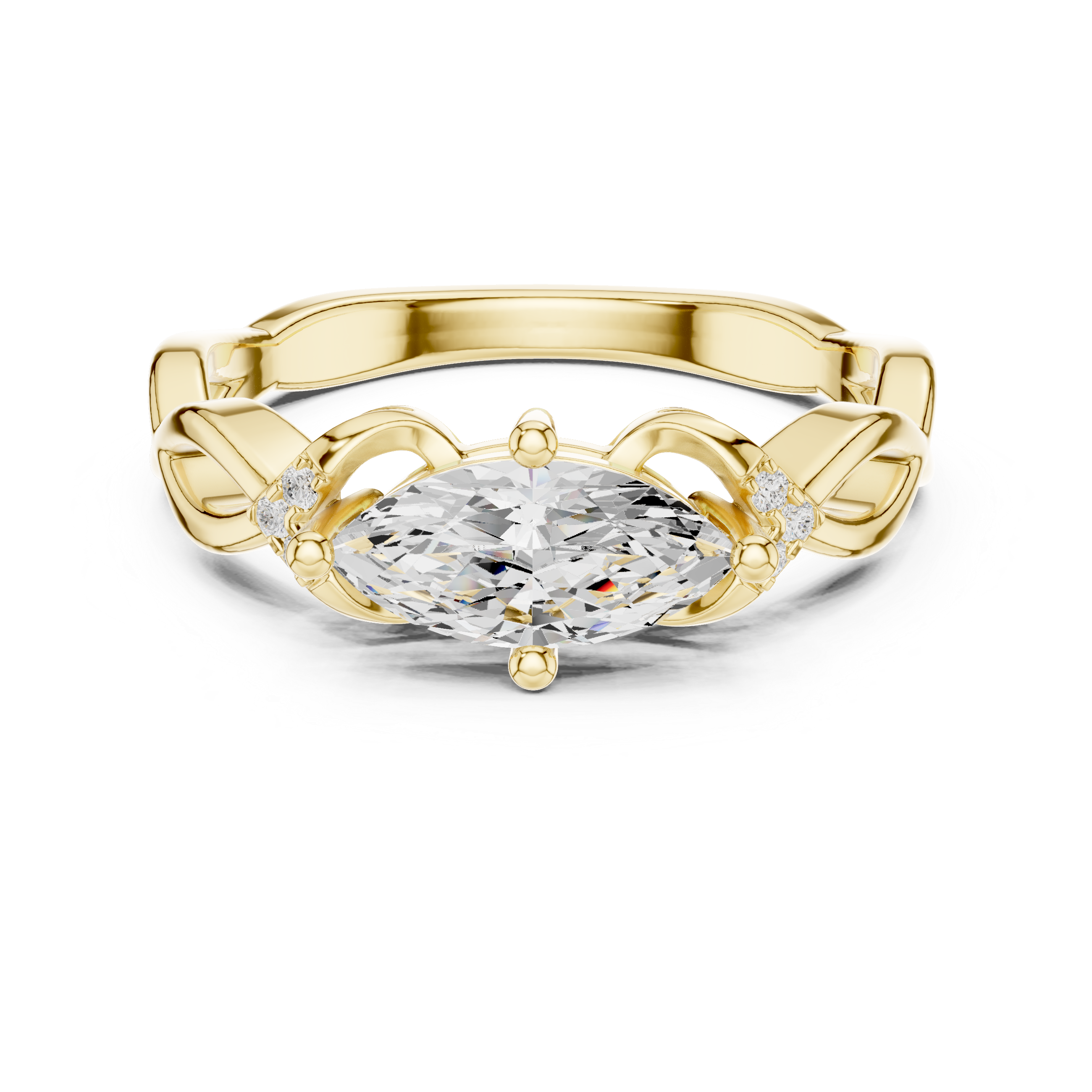 Marquise East-West Twisted Shank Ring