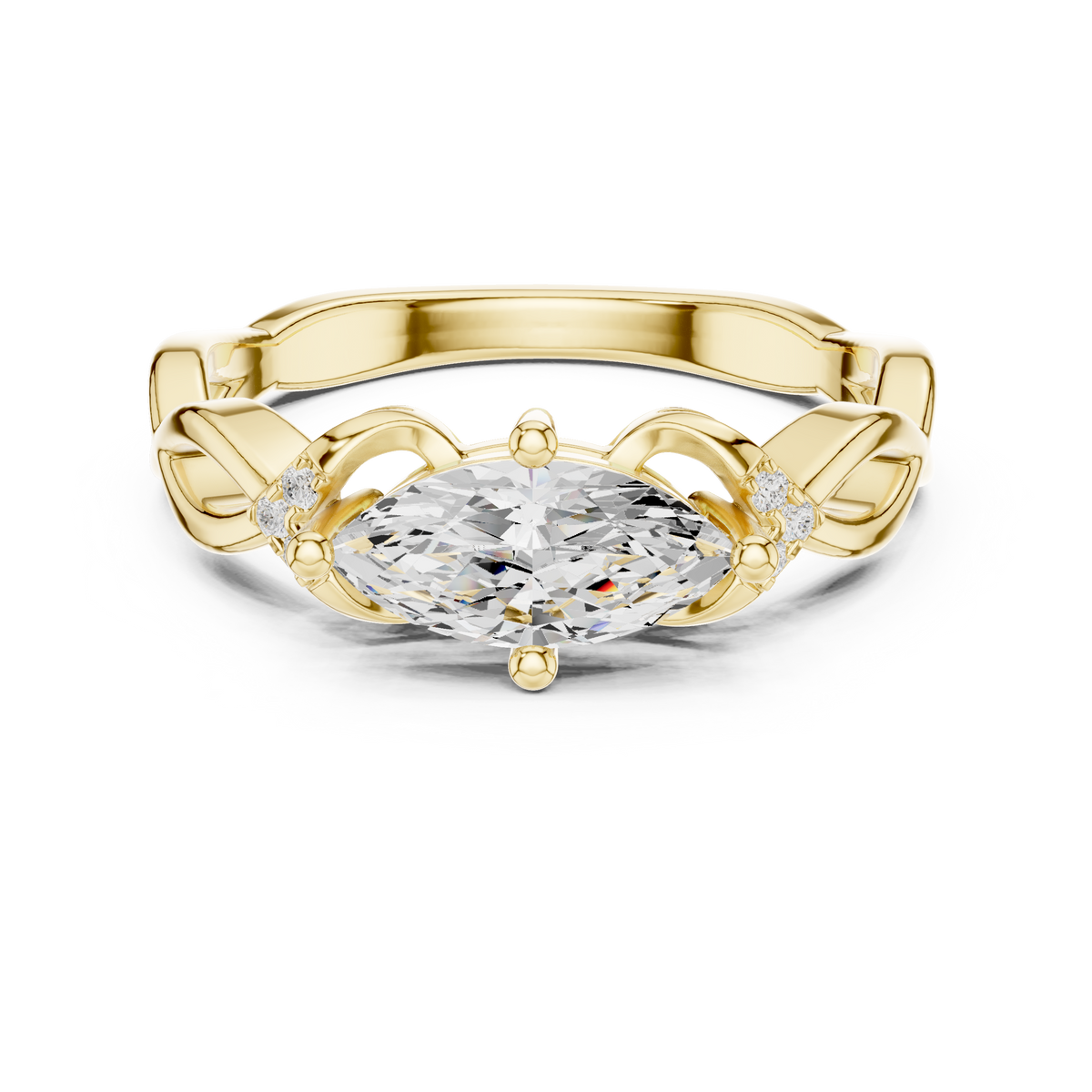 Marquise East-West Twisted Shank Ring
