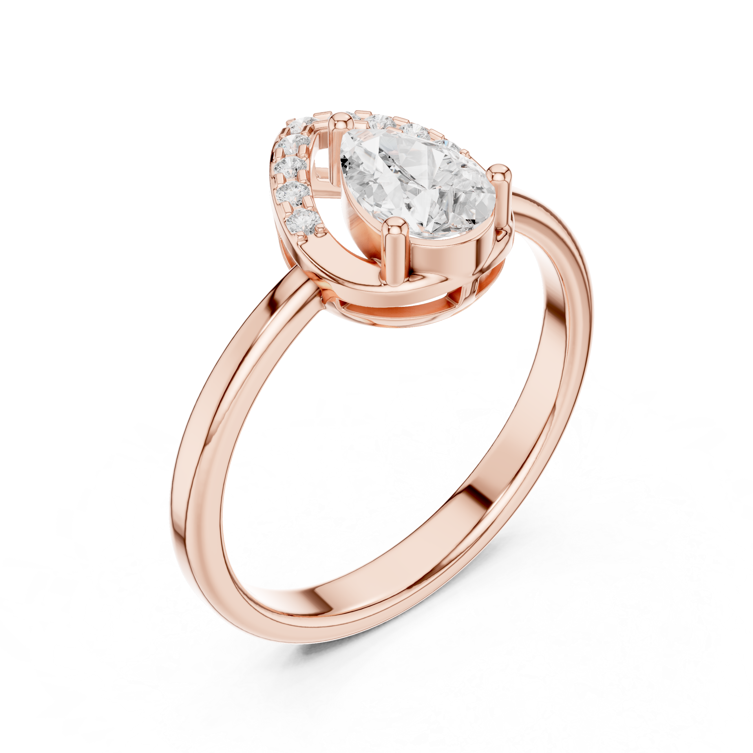 Pear Cut Diamond Teardrop Halo Frame Ring