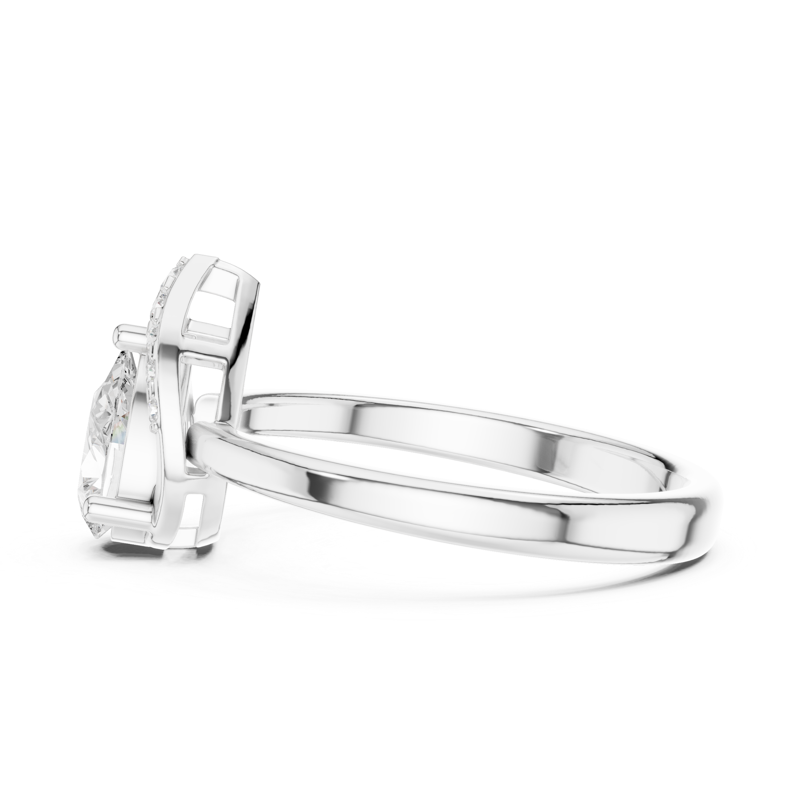 Pear Cut Diamond Teardrop Halo Frame Ring
