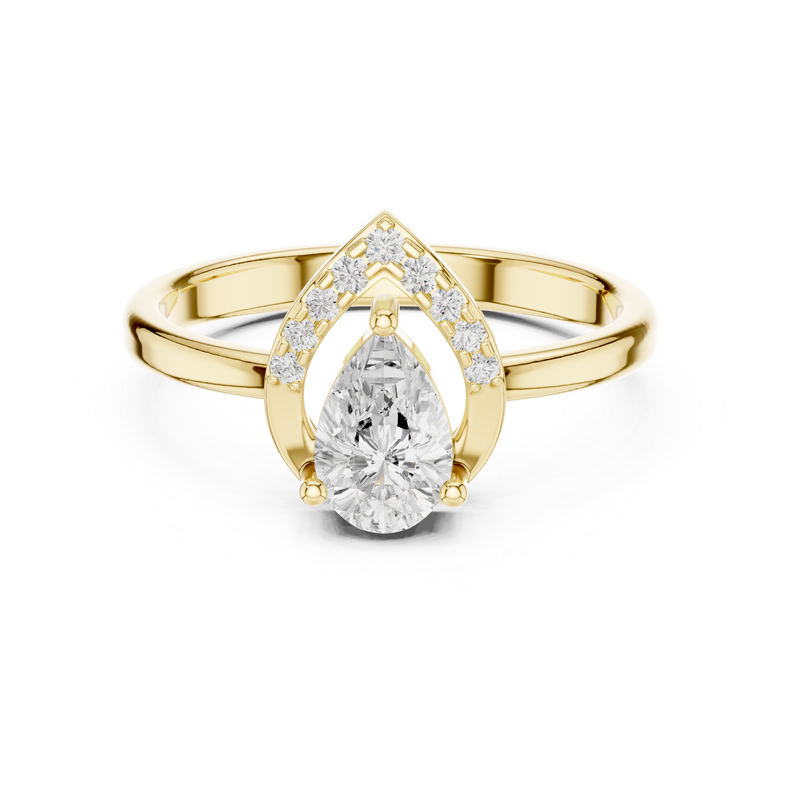 Pear Cut Diamond Teardrop Halo Frame Ring