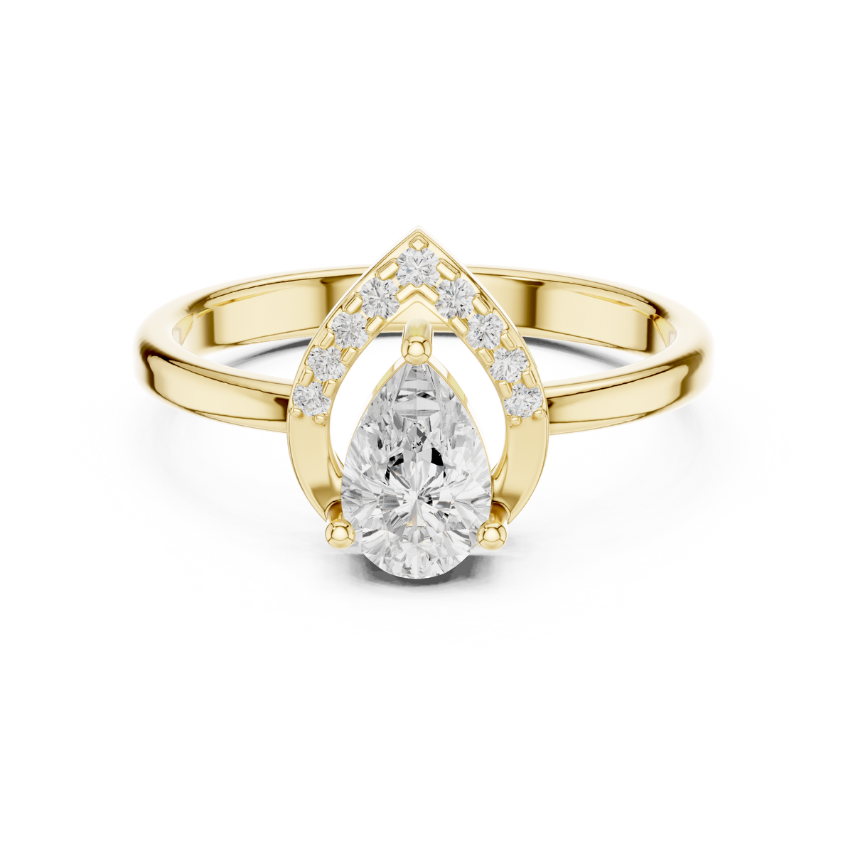 Pear Cut Diamond Teardrop Halo Frame Ring
