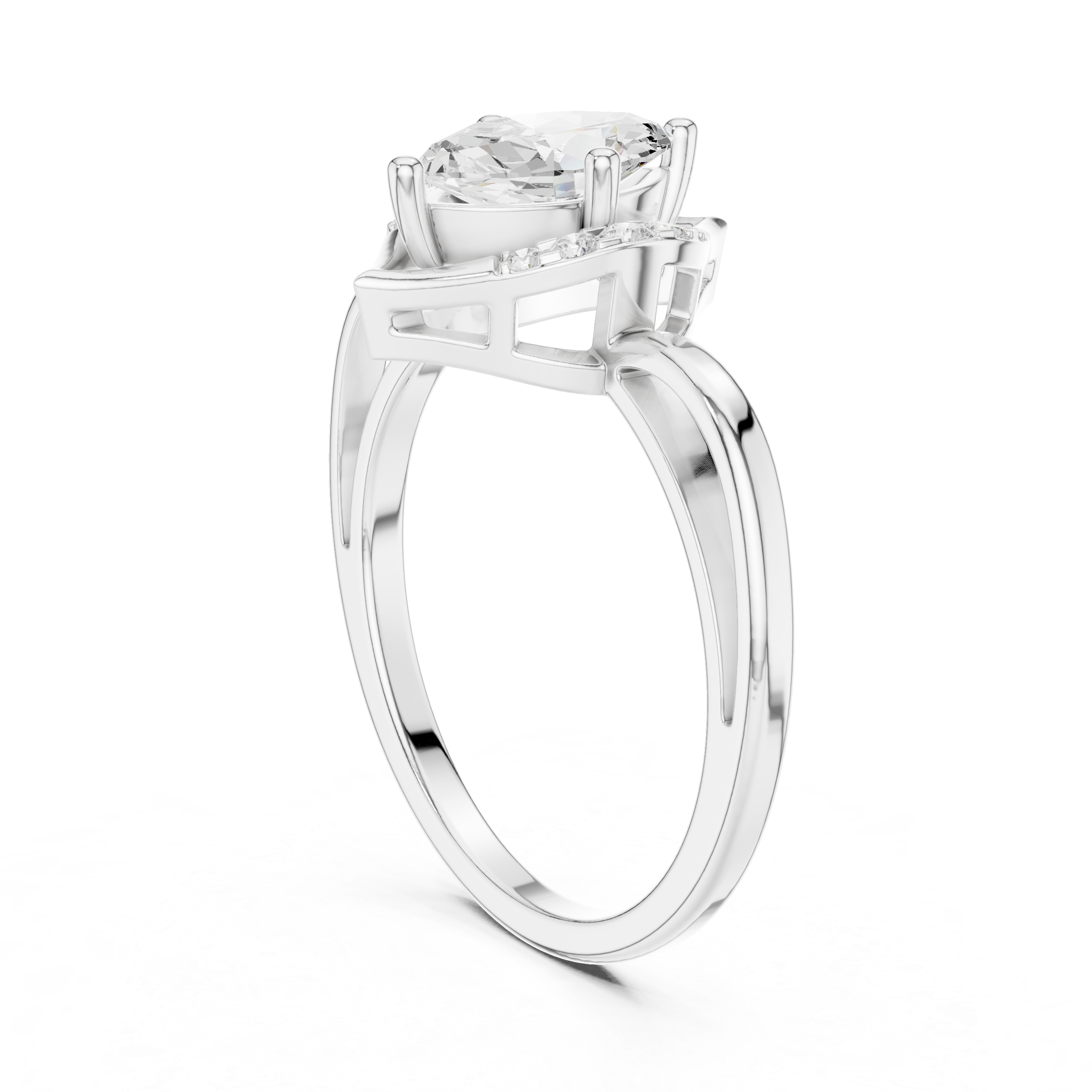 Marquise Diamond Double Pointed Pave Ring