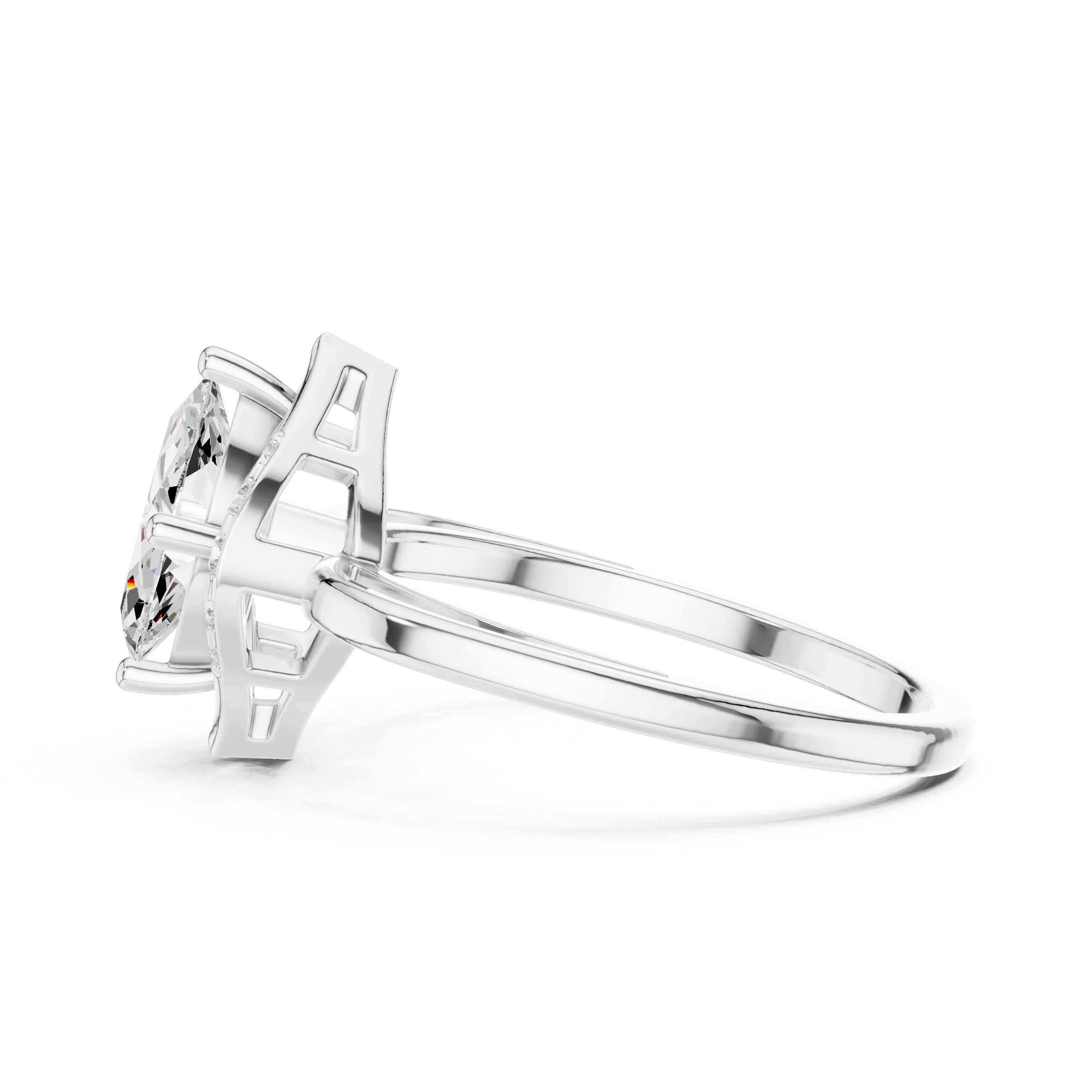 Marquise Diamond Double Pointed Pave Ring