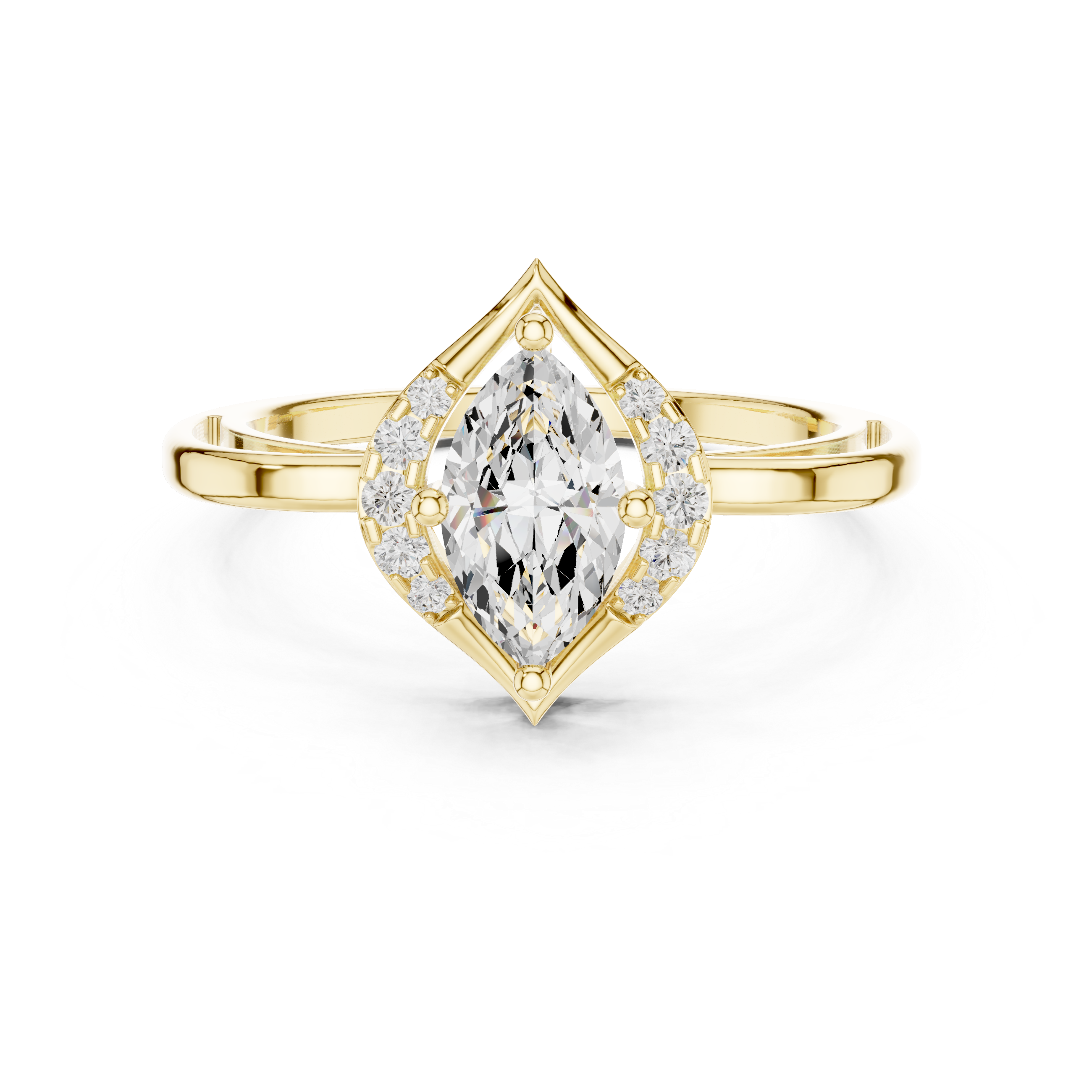 Marquise Diamond Double Pointed Pave Ring