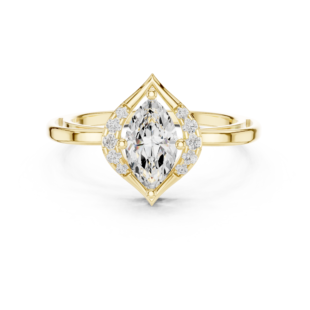 Marquise Diamond Double Pointed Pave Ring