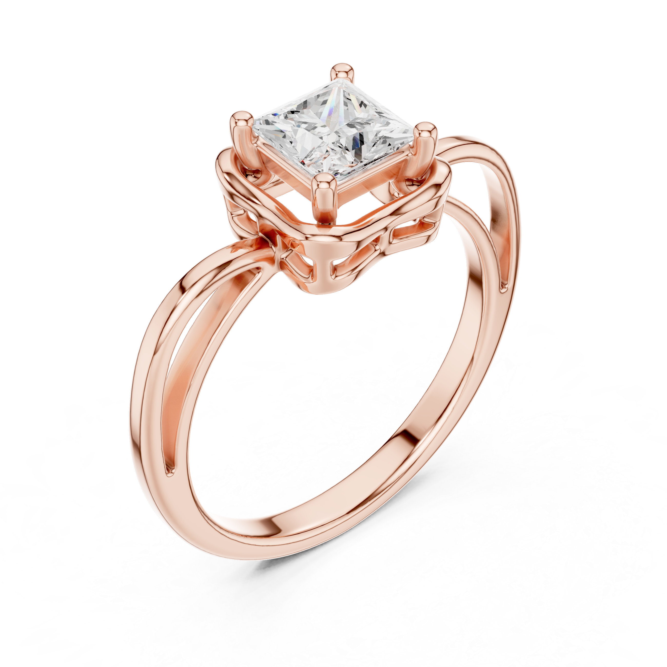 Princess Diamond Wave-Frame Ring