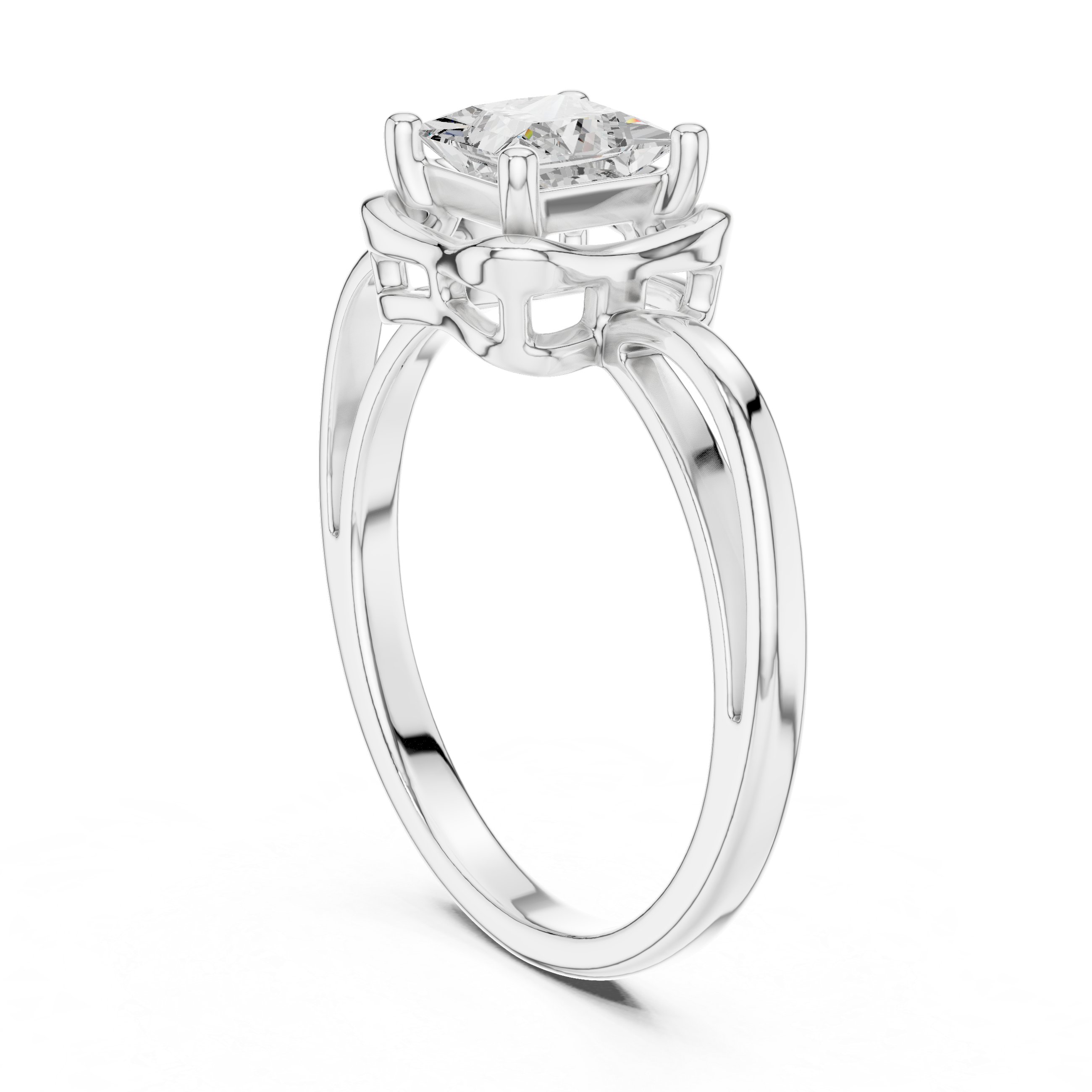 Princess Diamond Wave-Frame Ring