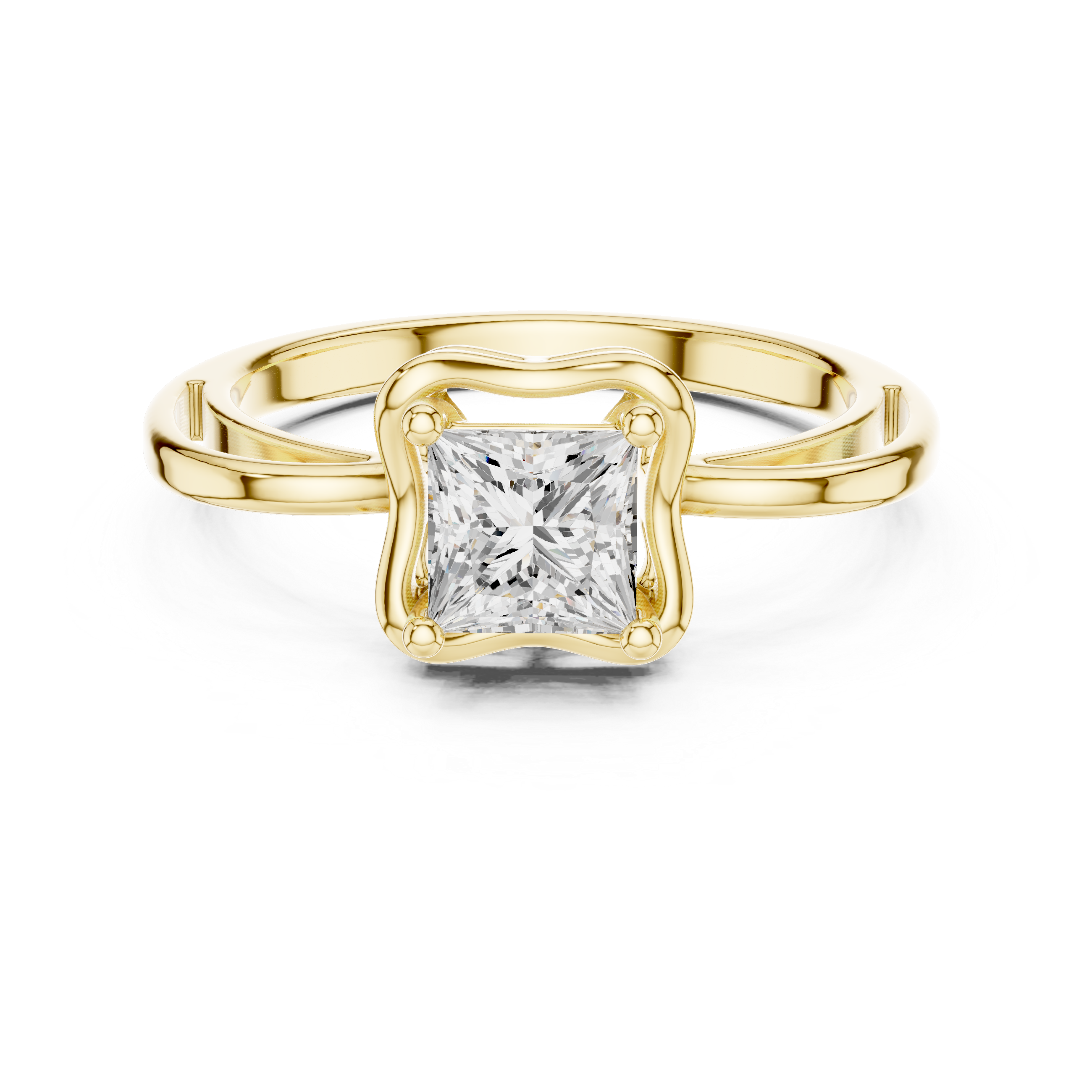 Princess Diamond Wave-Frame Ring