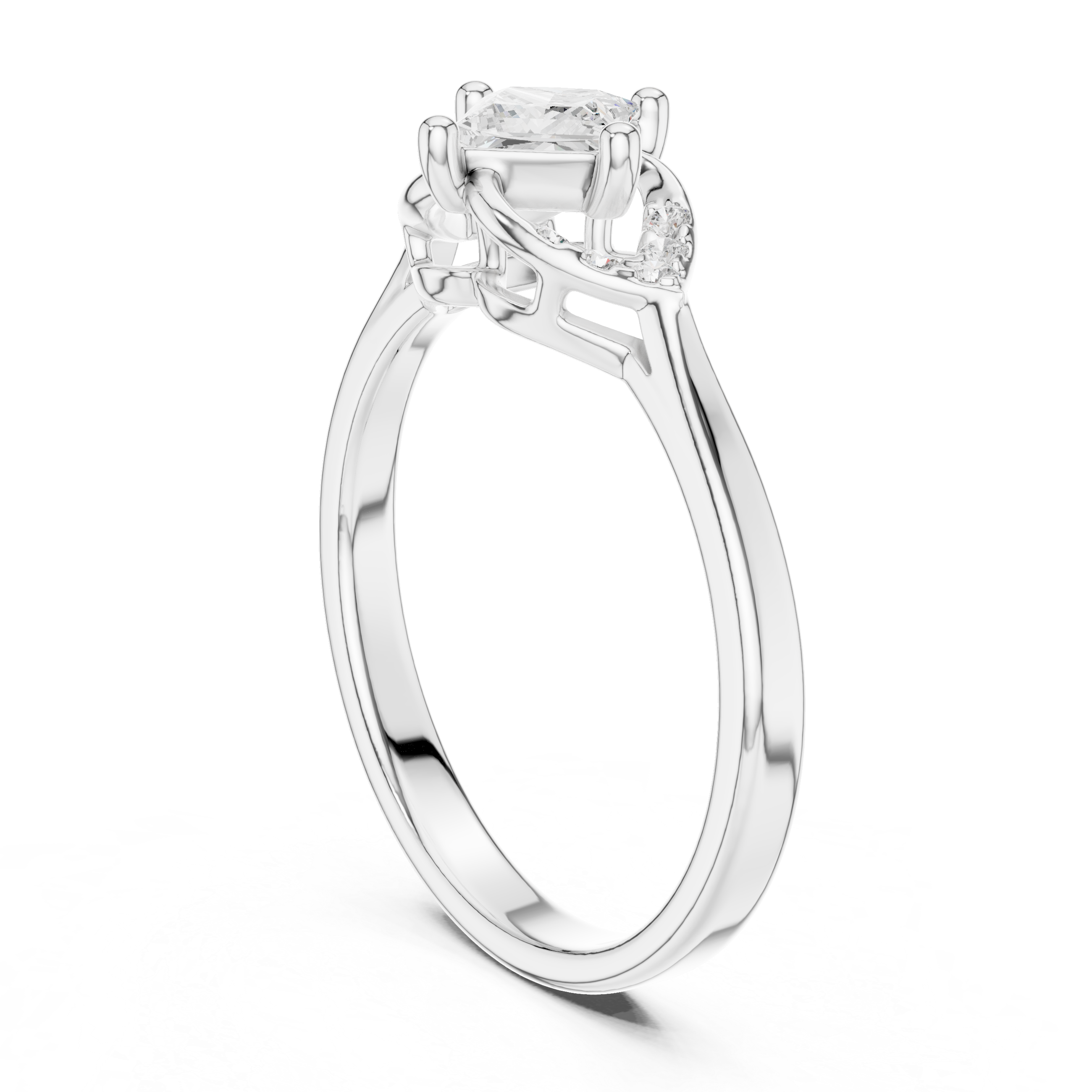 Princess Diamond Cathedral Shank Ring