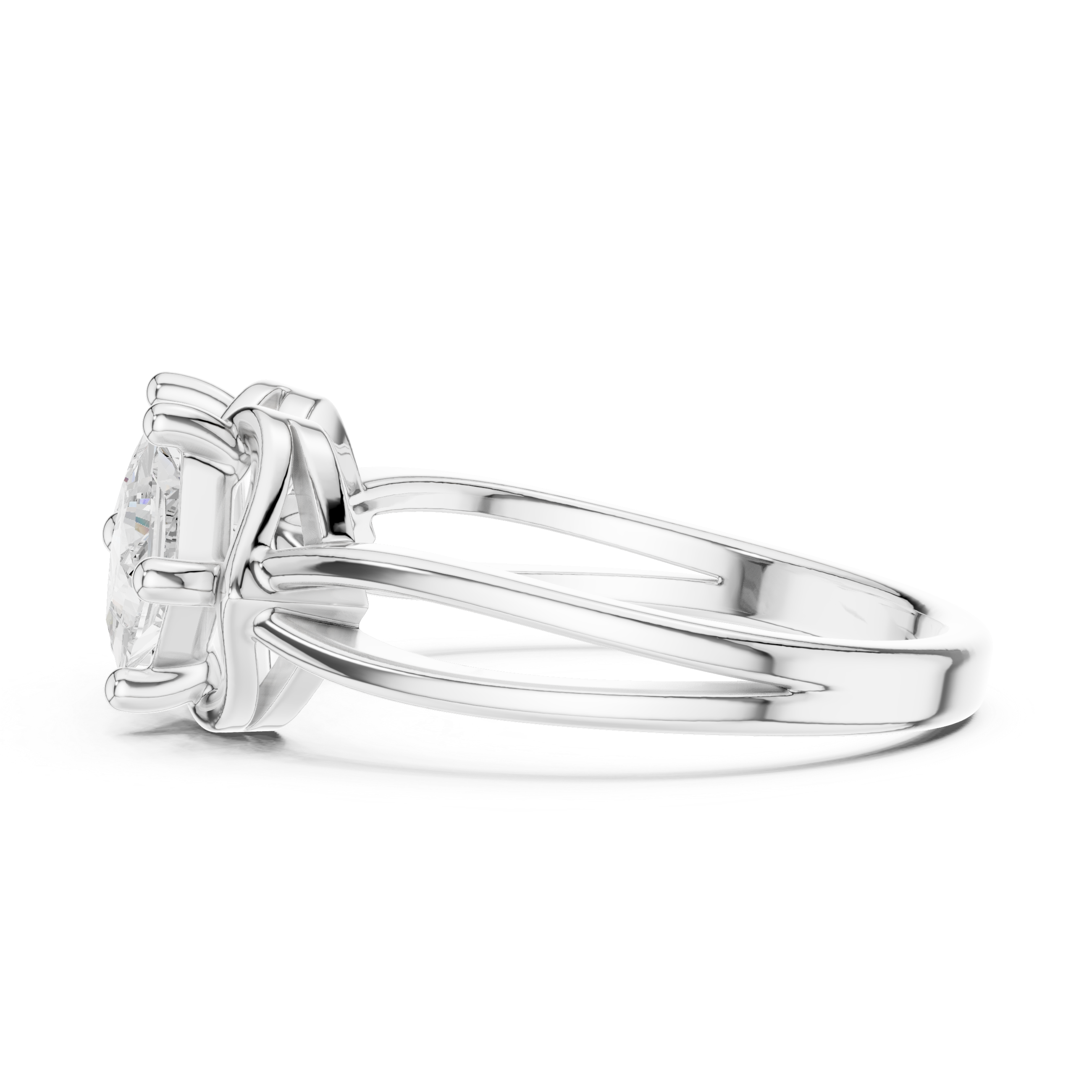 Princess Cut Two Stone Wave-Frame Ring