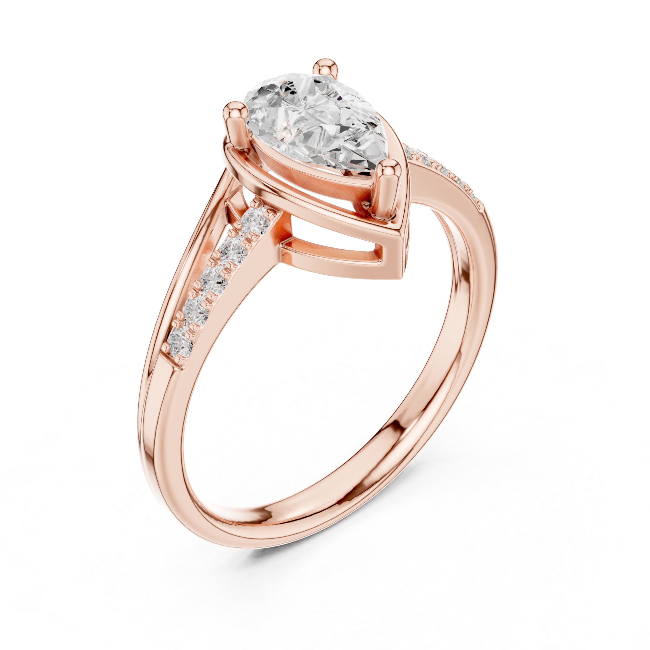 Pear Cut Unique Split Shank Ring