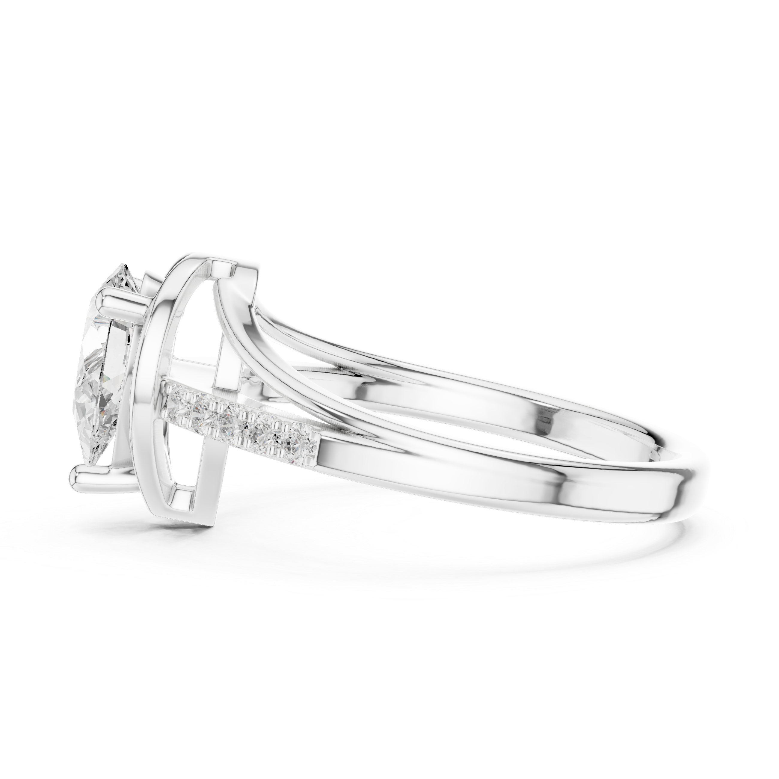 Pear Cut Unique Split Shank Ring