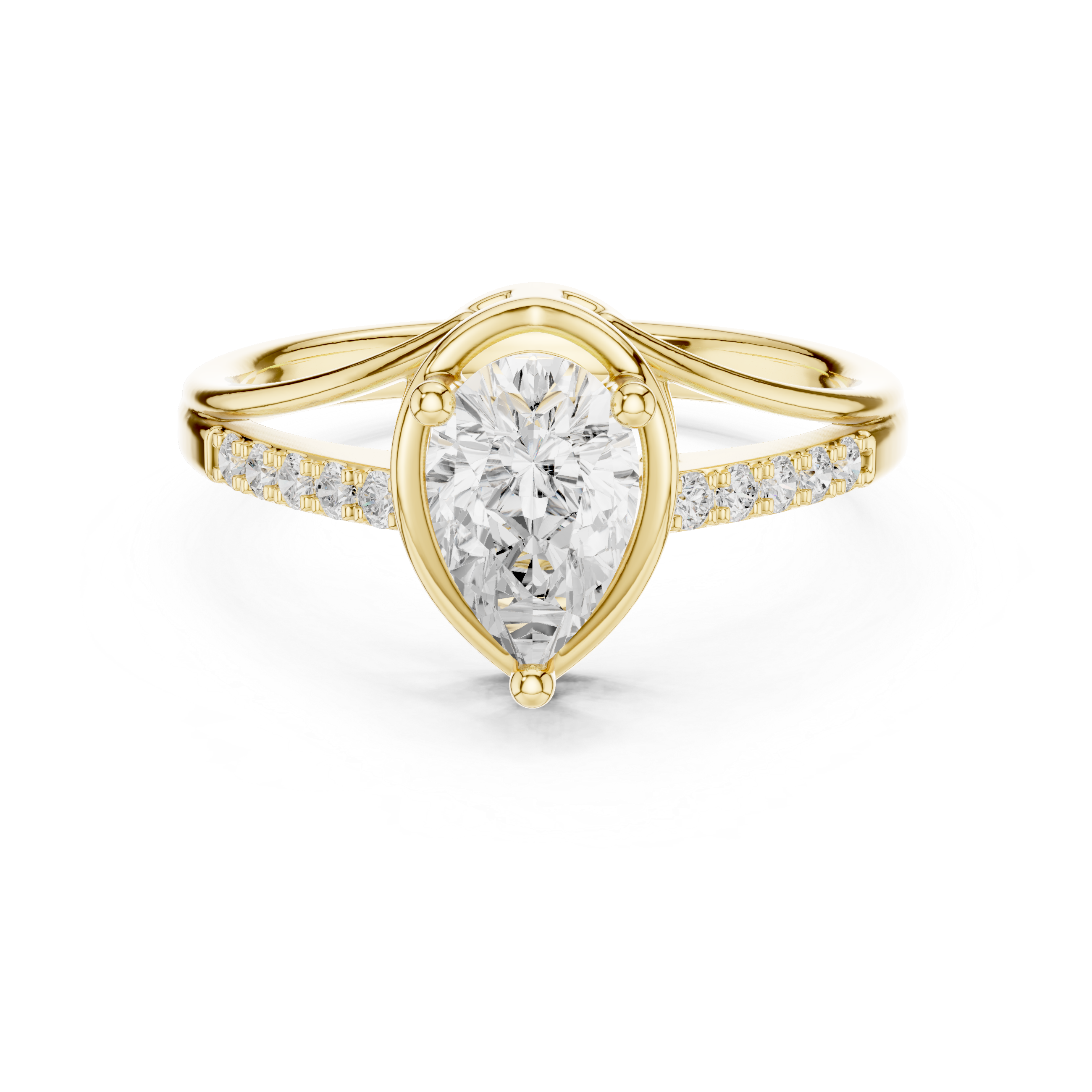 Pear Cut Unique Split Shank Ring