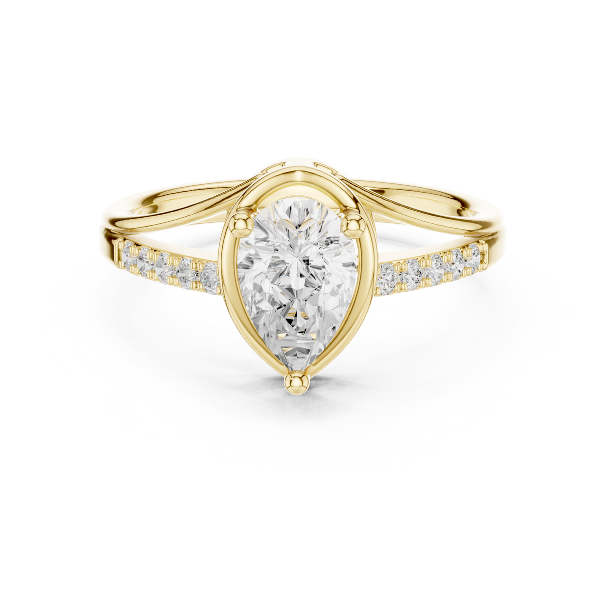 Pear Cut Unique Split Shank Ring