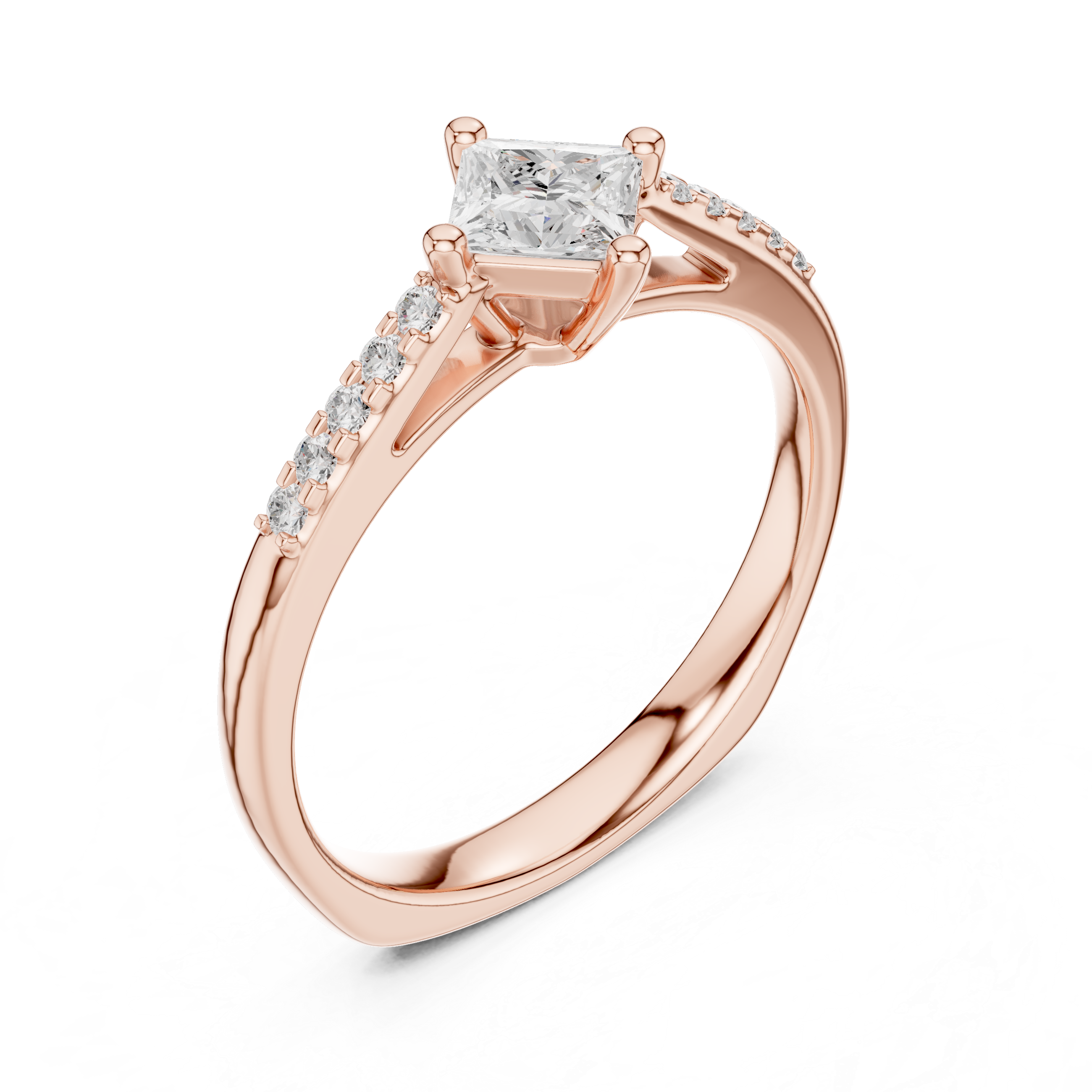 Princess Cut Bead-Style Prong Ring
