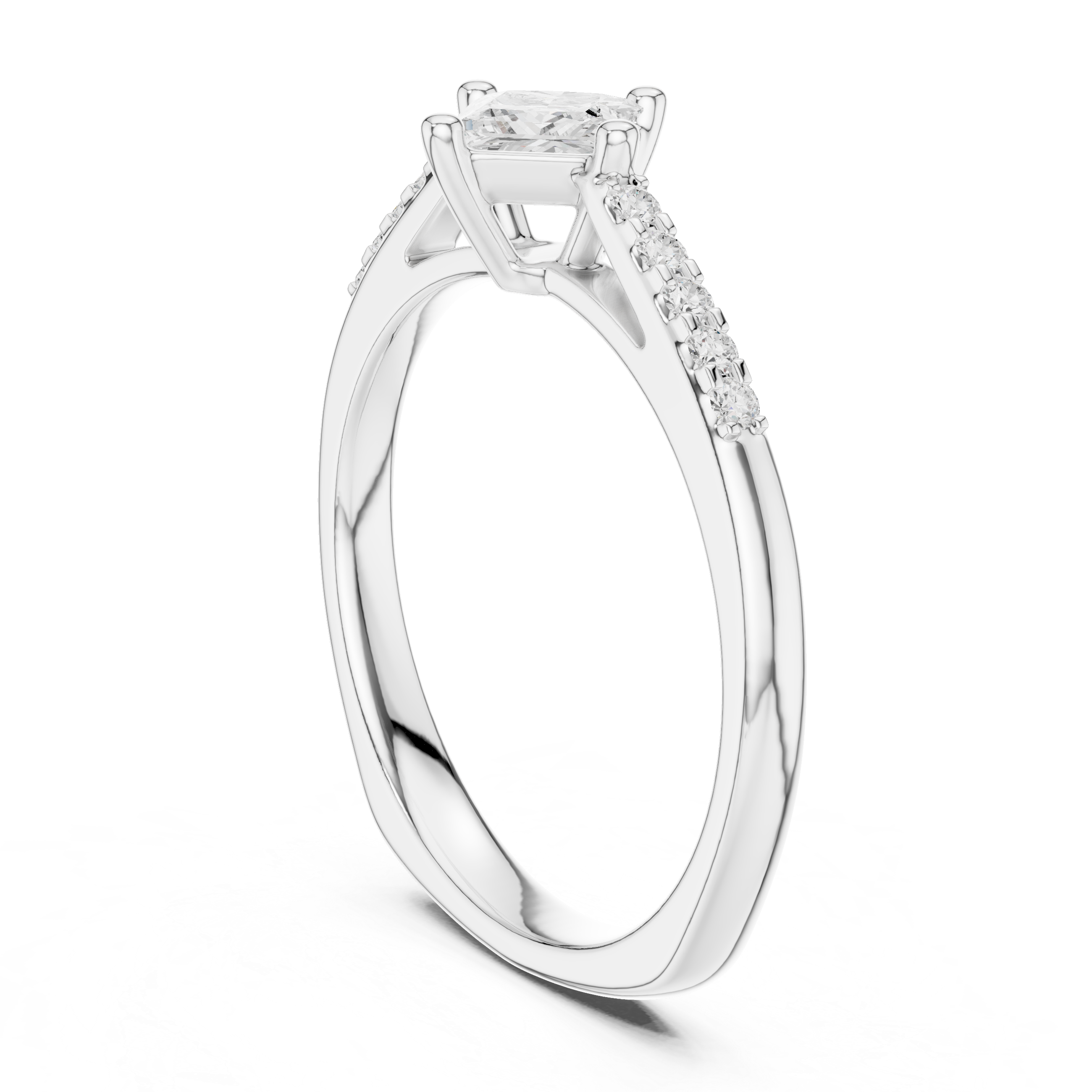Princess Cut Bead-Style Prong Ring