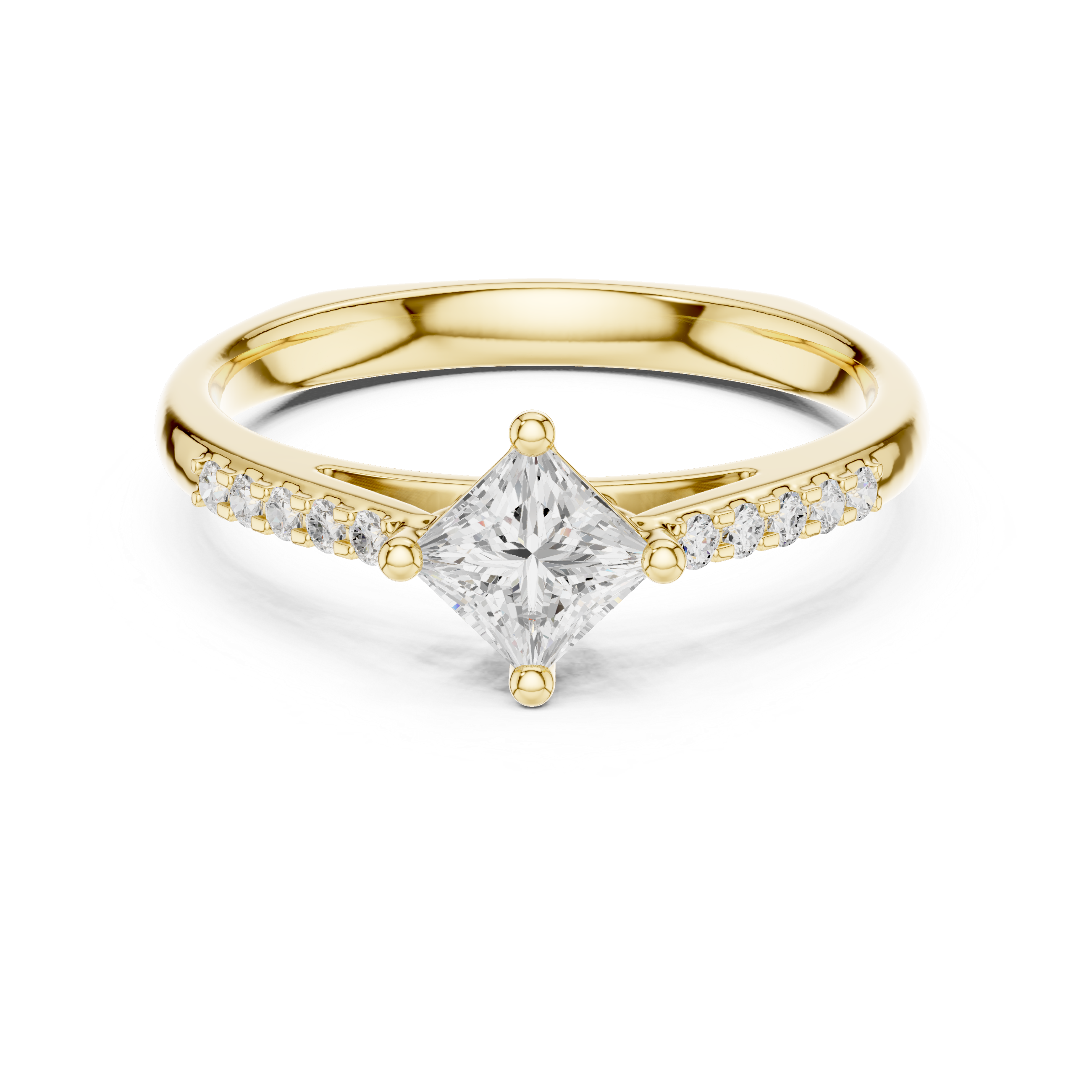 Princess Cut Bead-Style Prong Ring