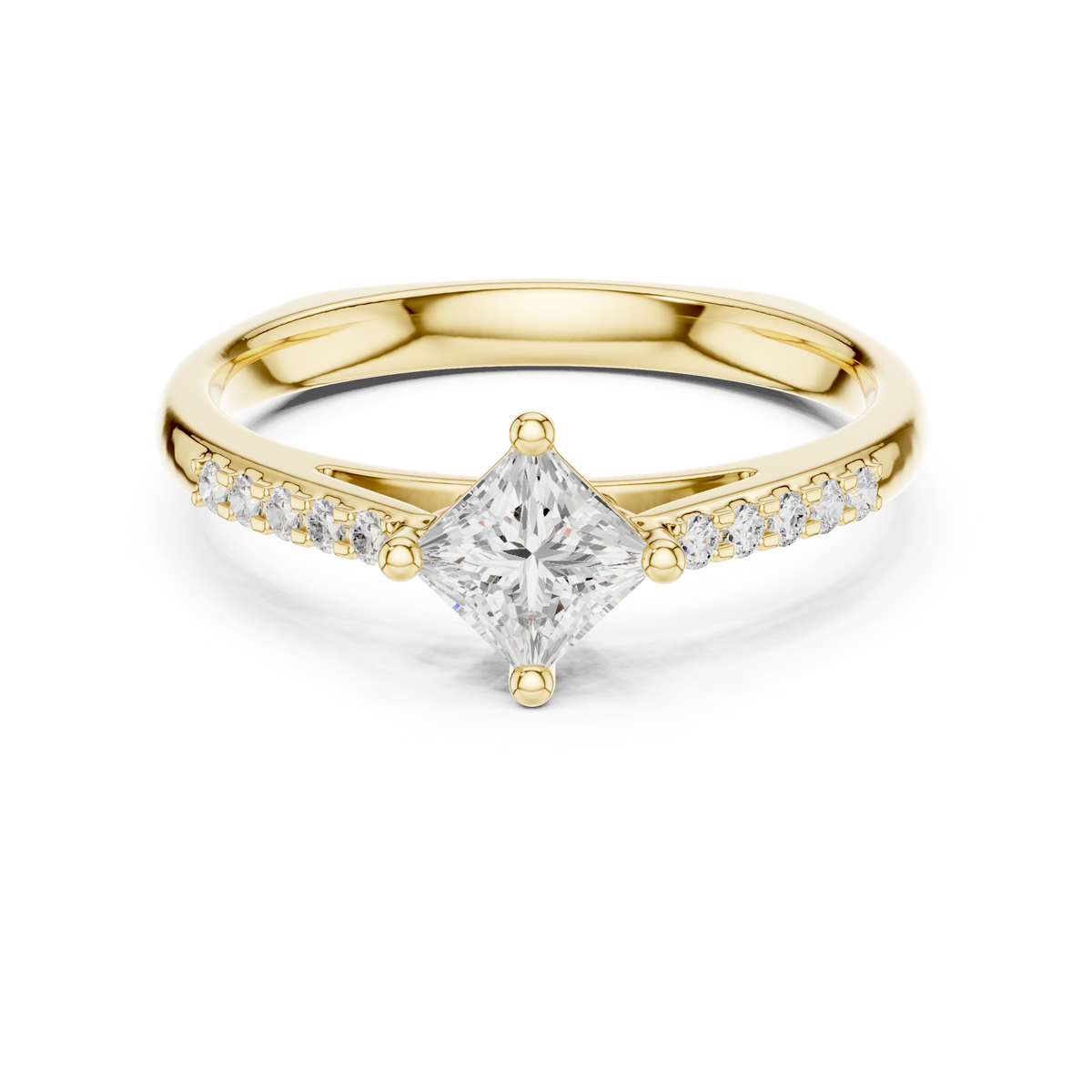 Princess Cut Bead-Style Prong Ring