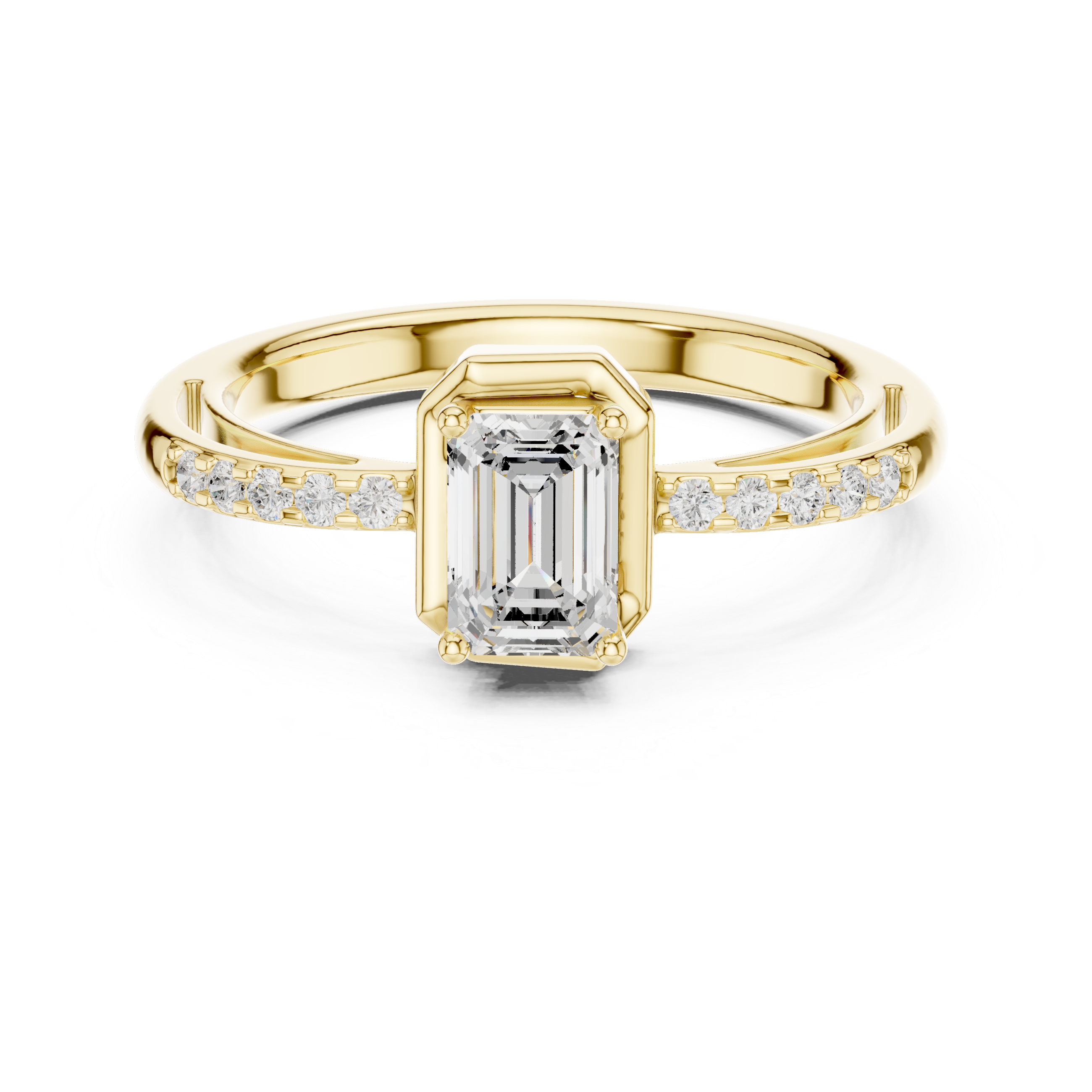 Emerald Diamond Tapered Shank Ring