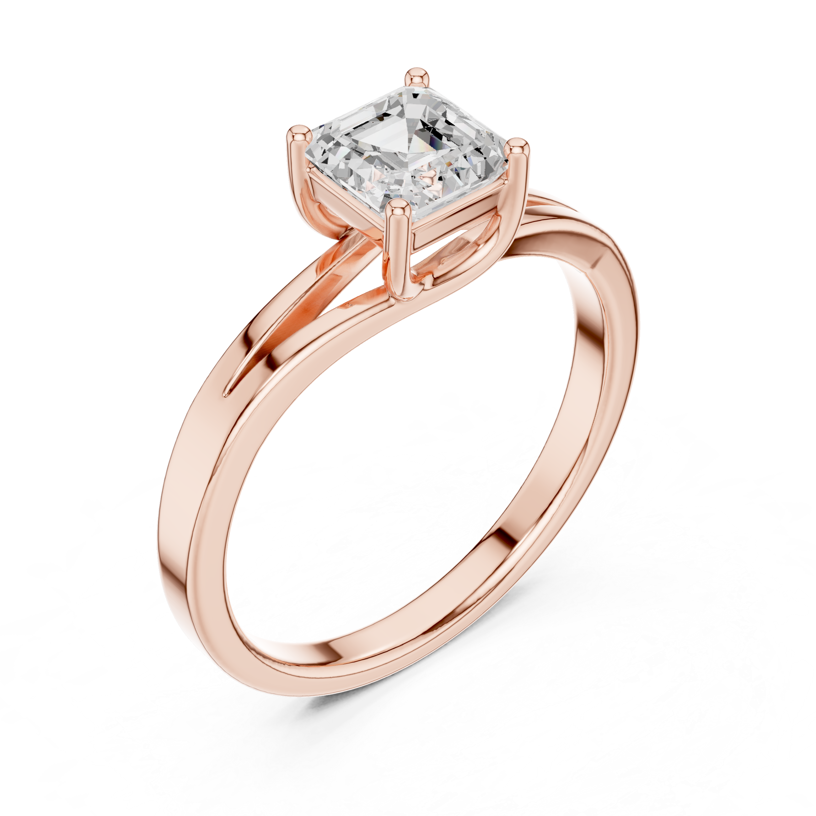 Asscher Diamond With Split Bypass Shank Ring
