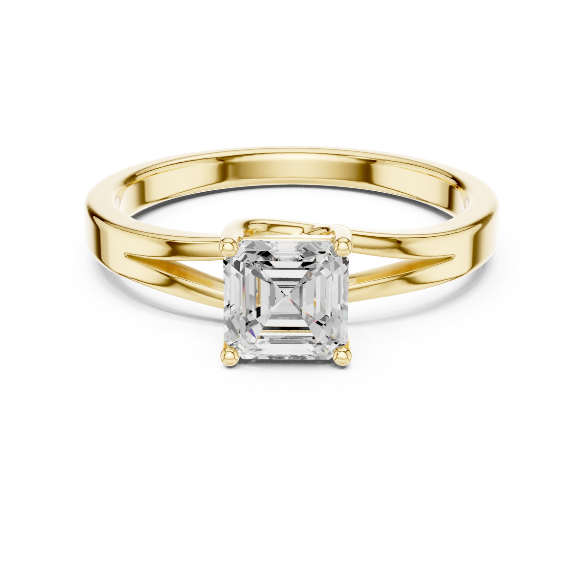 Asscher Diamond With Split Bypass Shank Ring