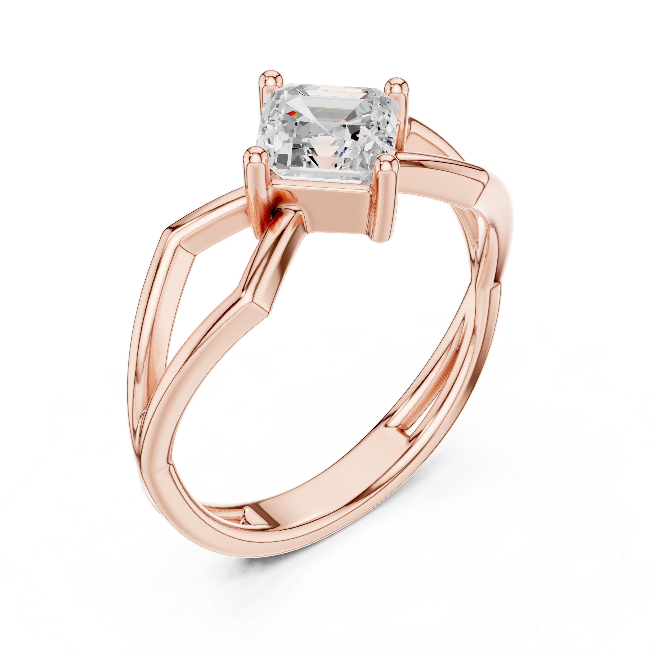 Asscher Cut Kite-Set Solitaire Proposal Ring