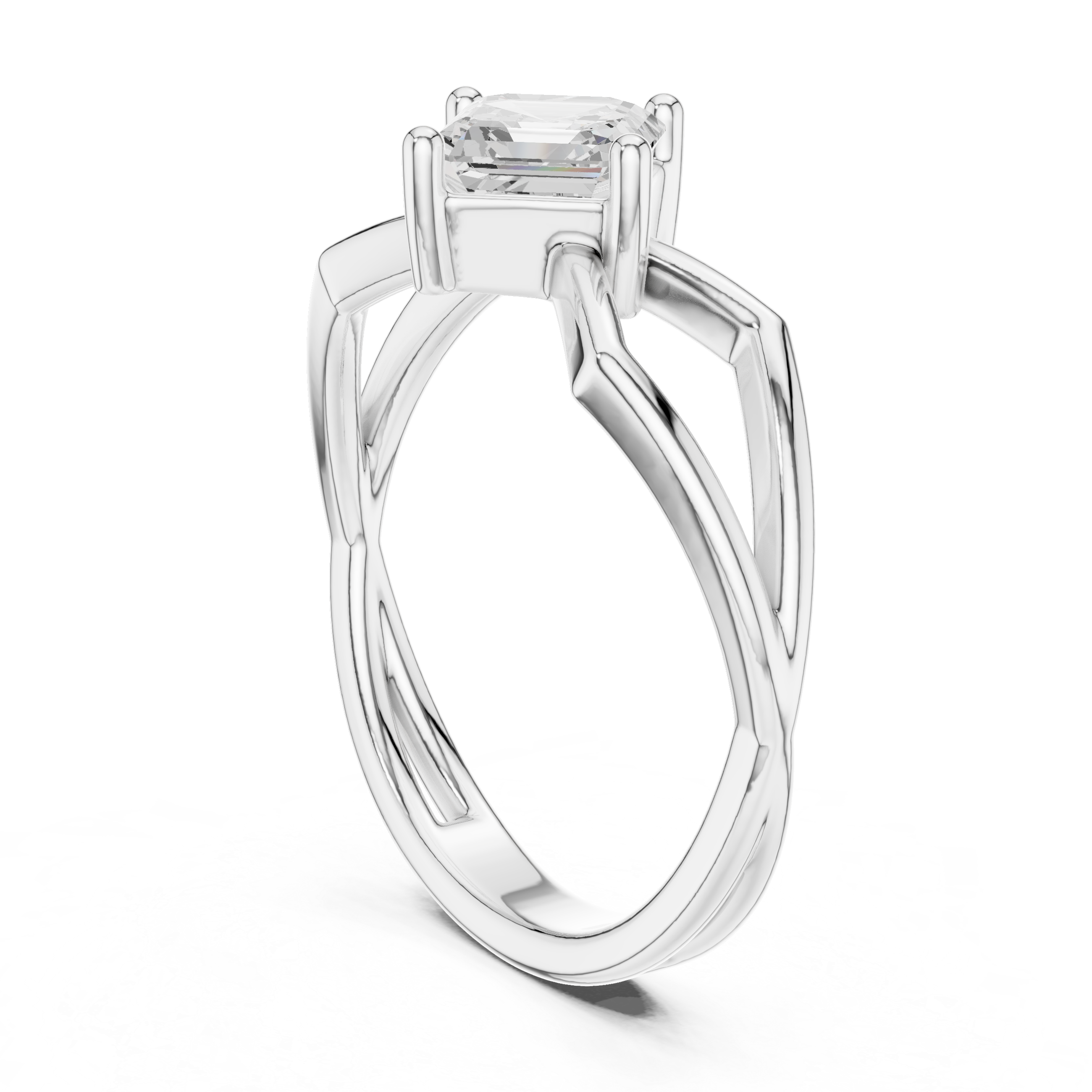 Asscher Cut Kite-Set Solitaire Proposal Ring