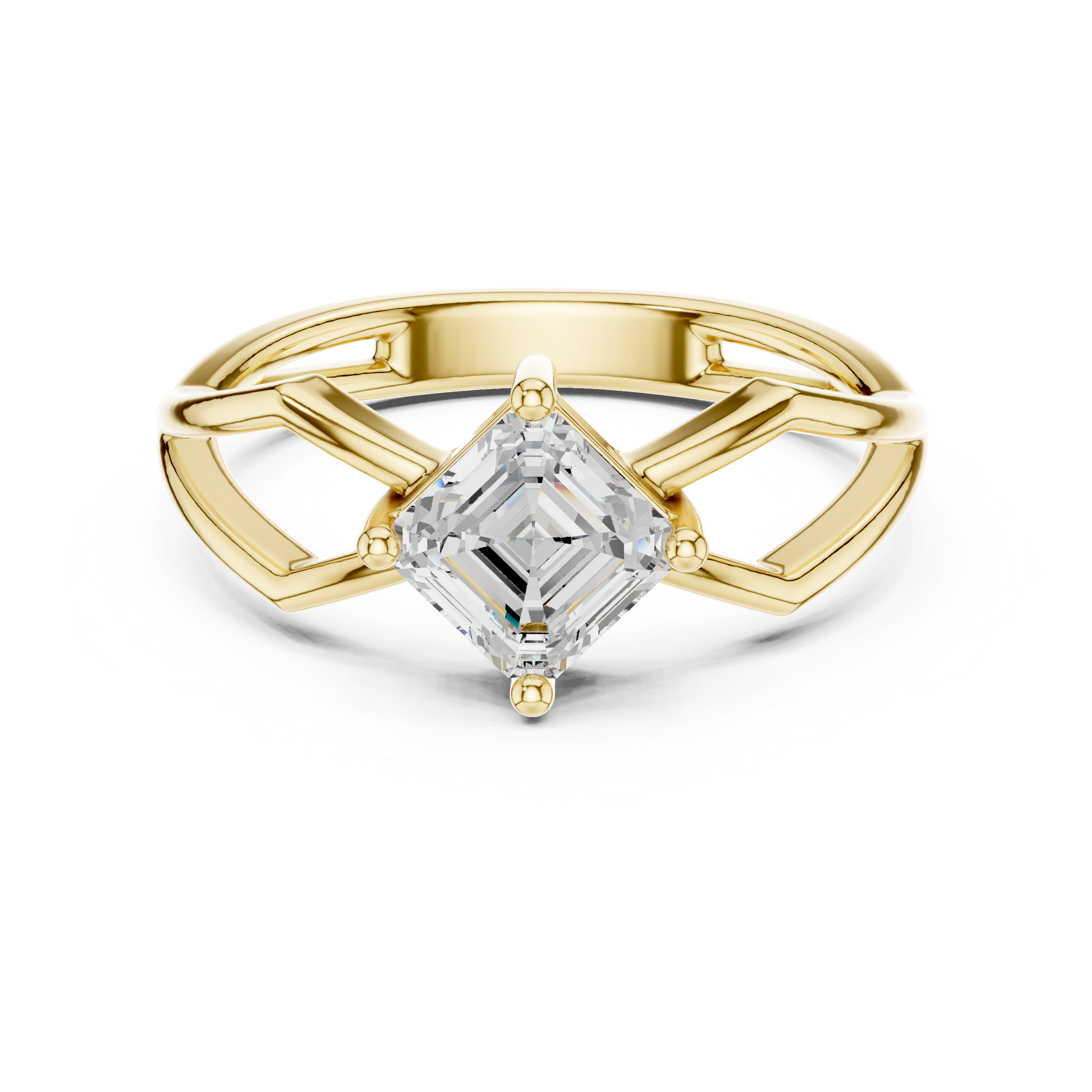 Asscher Cut Kite-Set Solitaire Proposal Ring