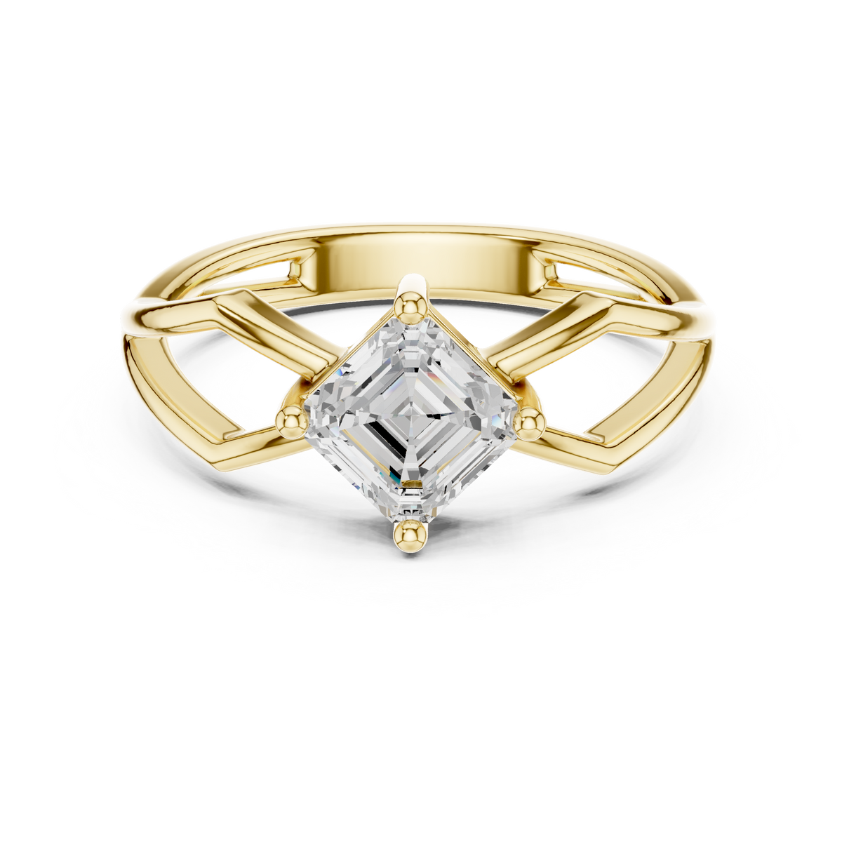 Asscher Cut Kite-Set Solitaire Proposal Ring