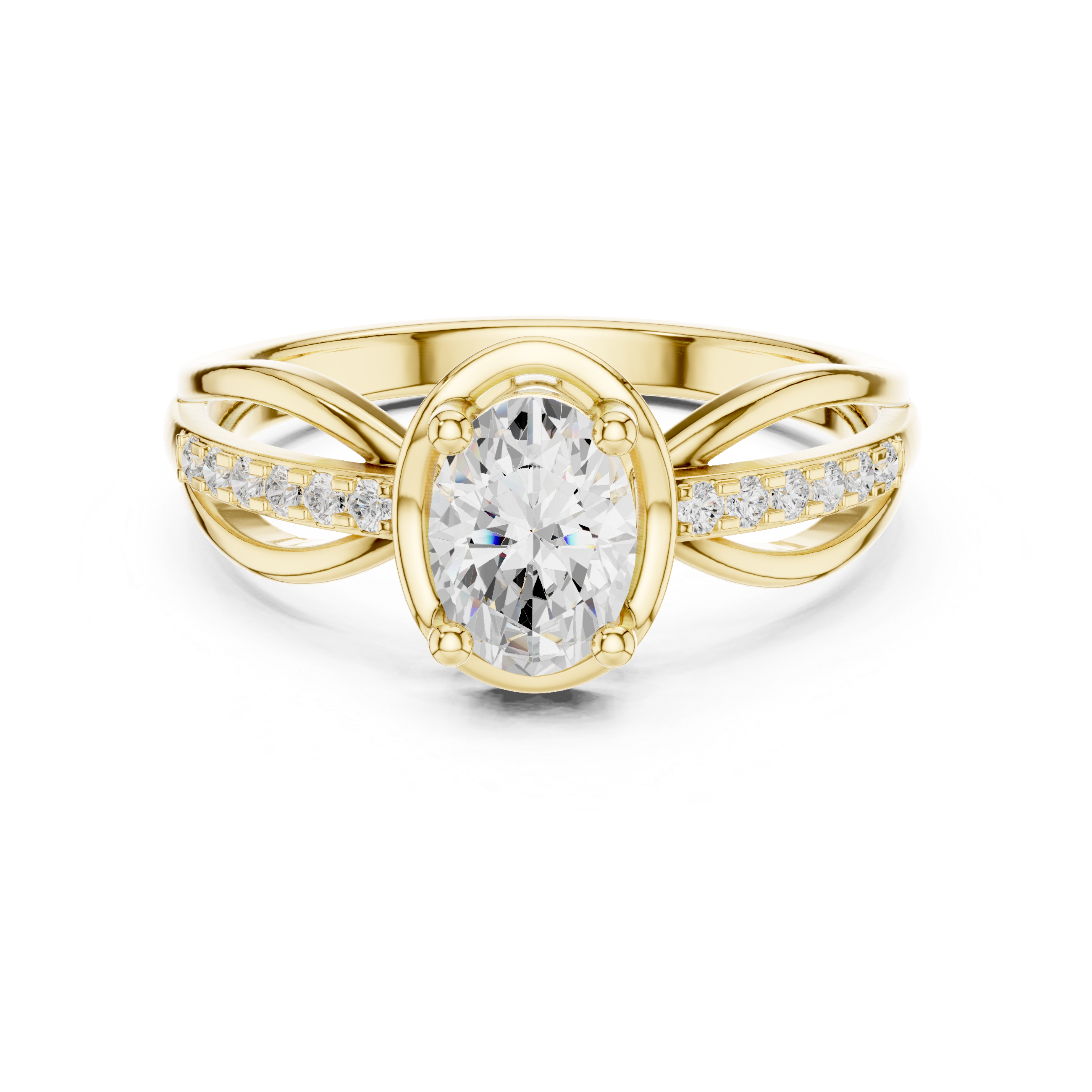 Triple-Row Oval Cut Ring