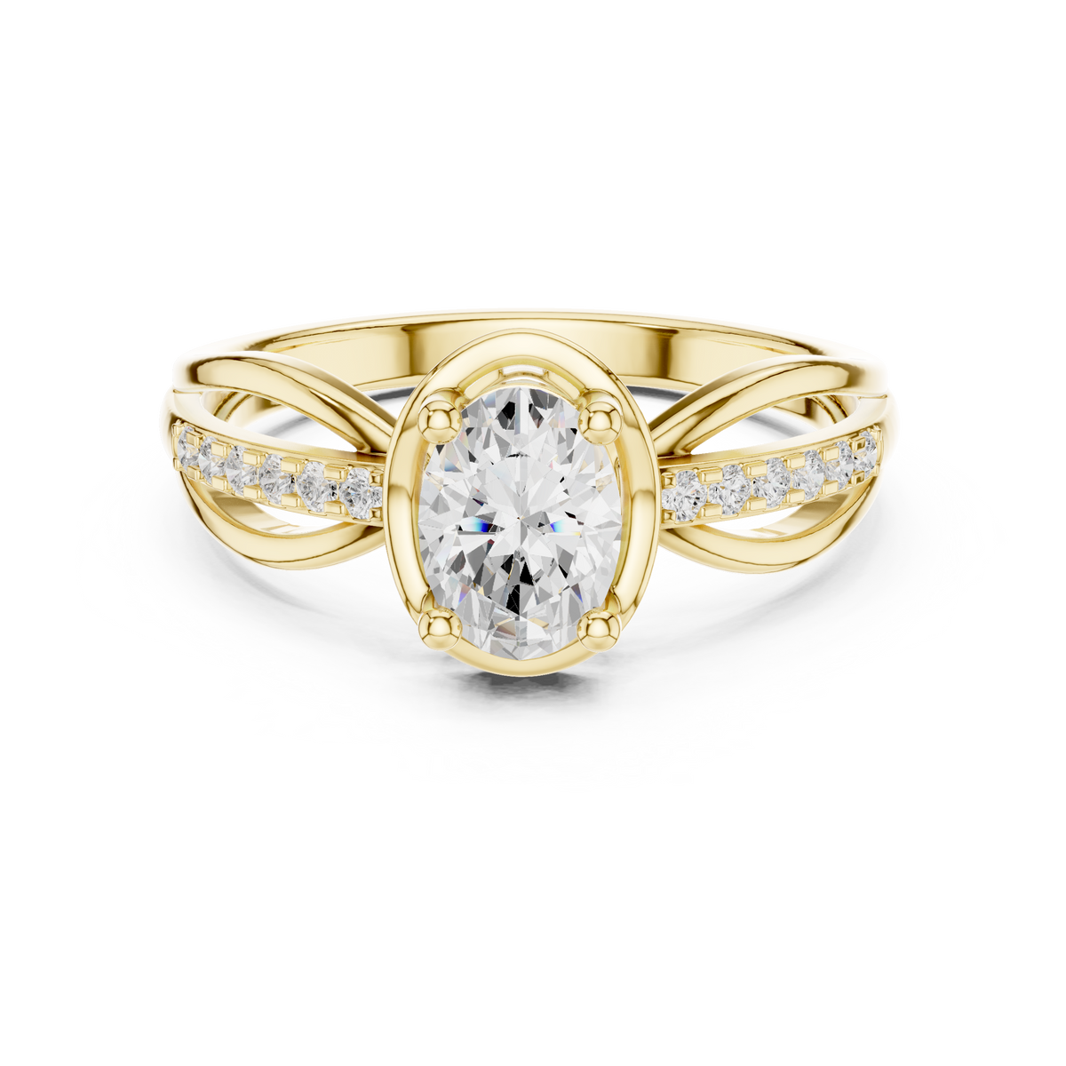 Triple-Row Oval Cut Ring