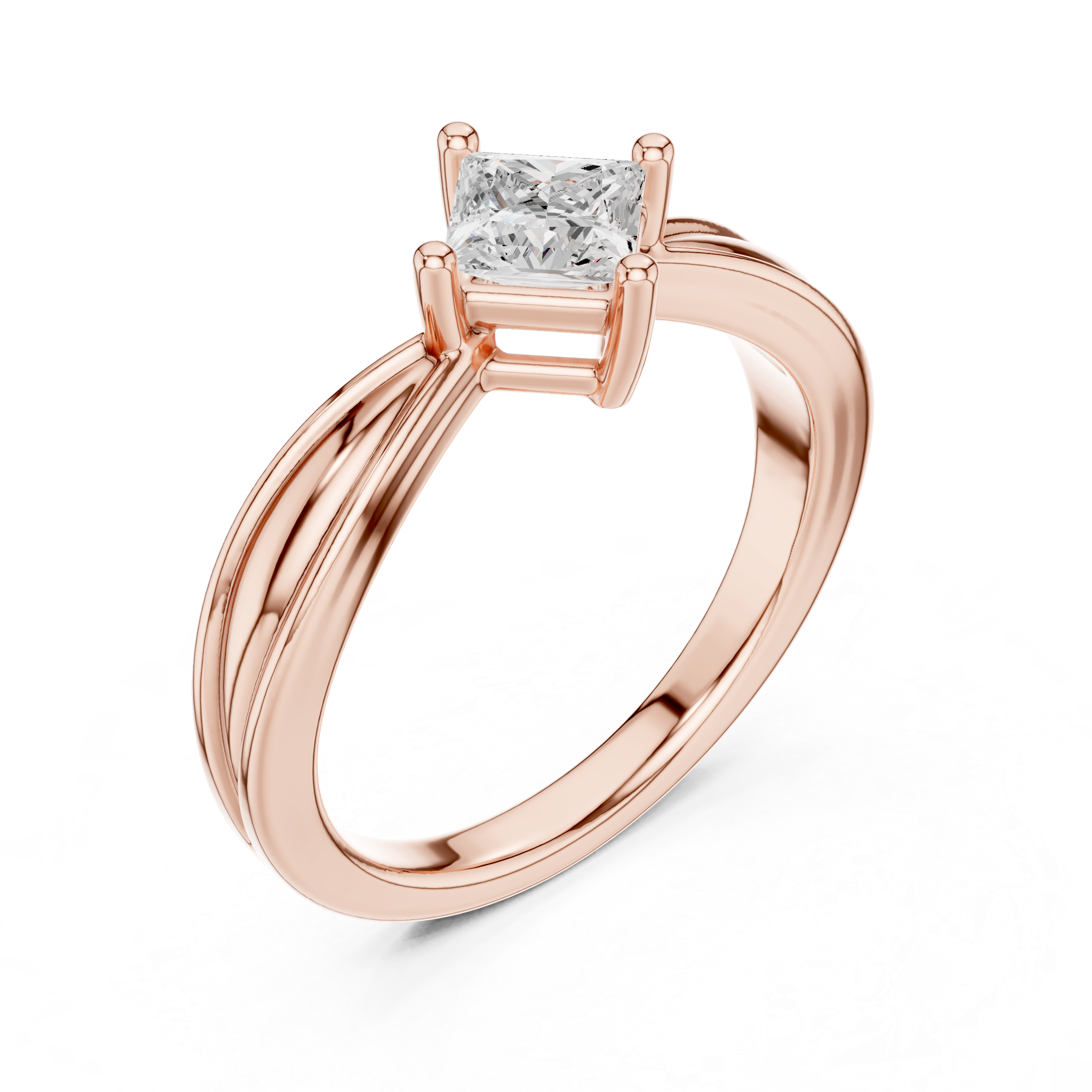 Kite-Set Princess Cut Solitaire Diamond Ring