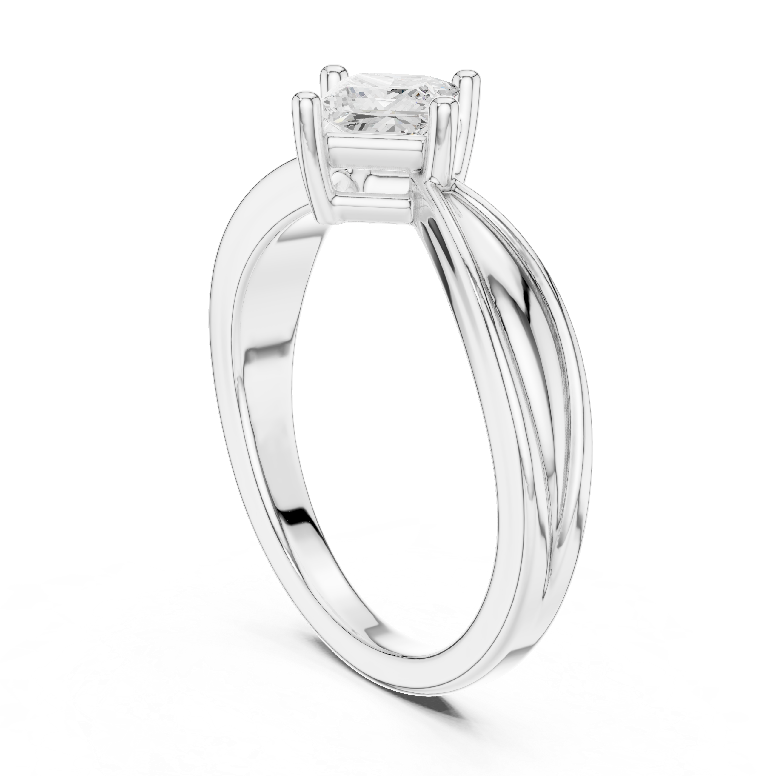 Kite-Set Princess Cut Solitaire Diamond Ring