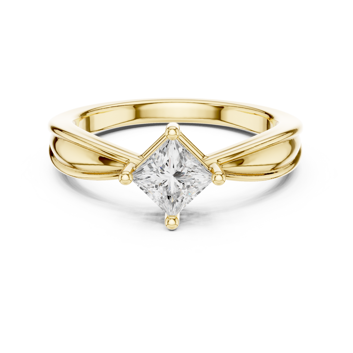 Kite-Set Princess Cut Solitaire Diamond Ring