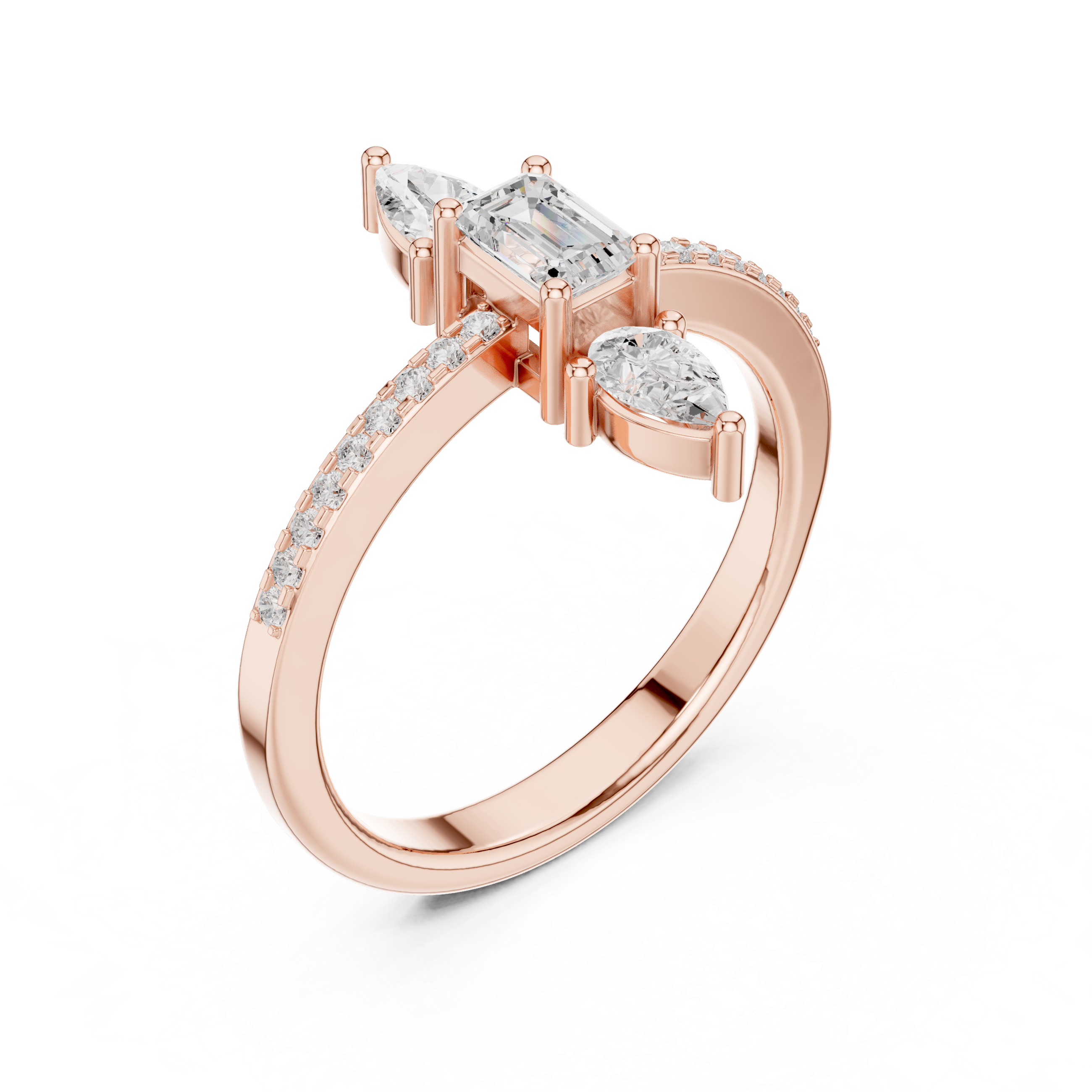 Vertical Three-Stone Engagement Ring