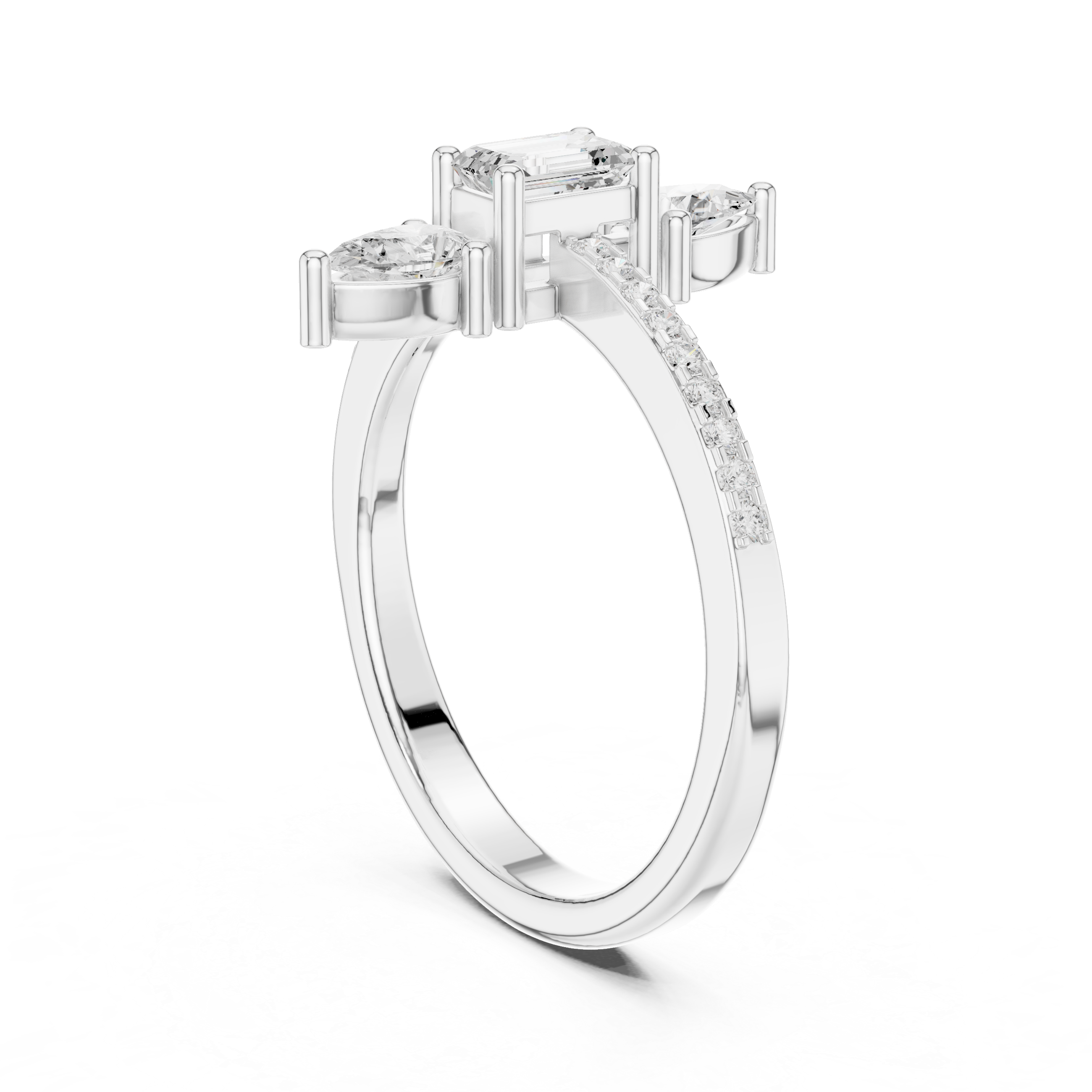 Vertical Three-Stone Engagement Ring