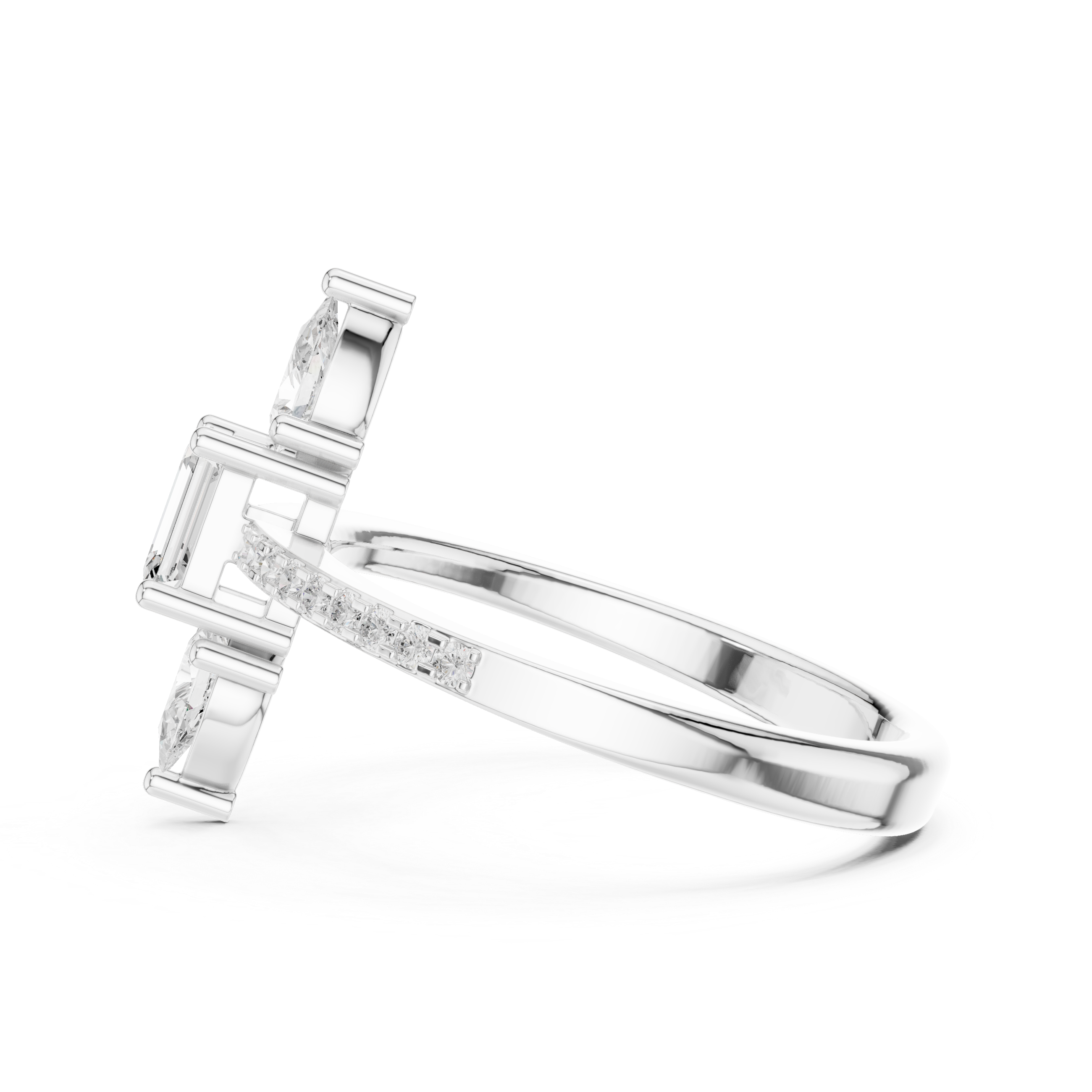 Vertical Three-Stone Engagement Ring